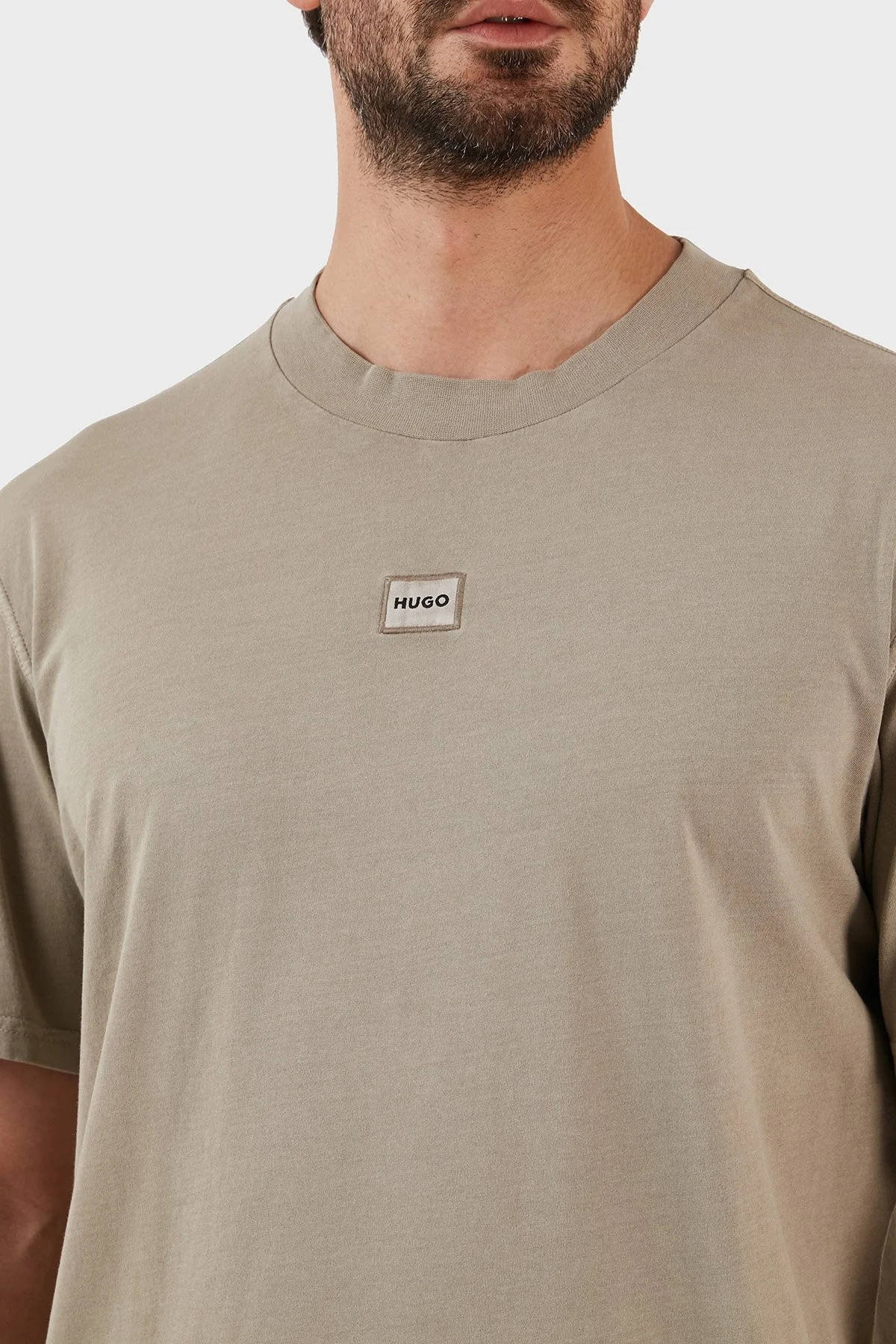 Hugo Pamuklu Relaxed Fit Bisiklet Yaka Erkek T Shirt 50486439 249 TOPRAK - 5