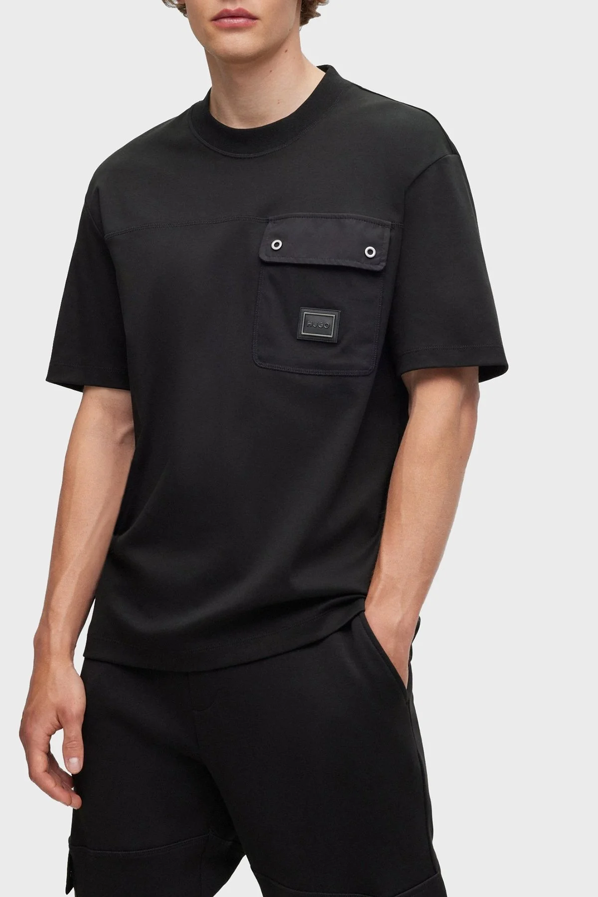 Hugo Pamuklu Relaxed Fit Bisiklet Yaka Erkek T Shirt 50492948 001 SİYAH - 1