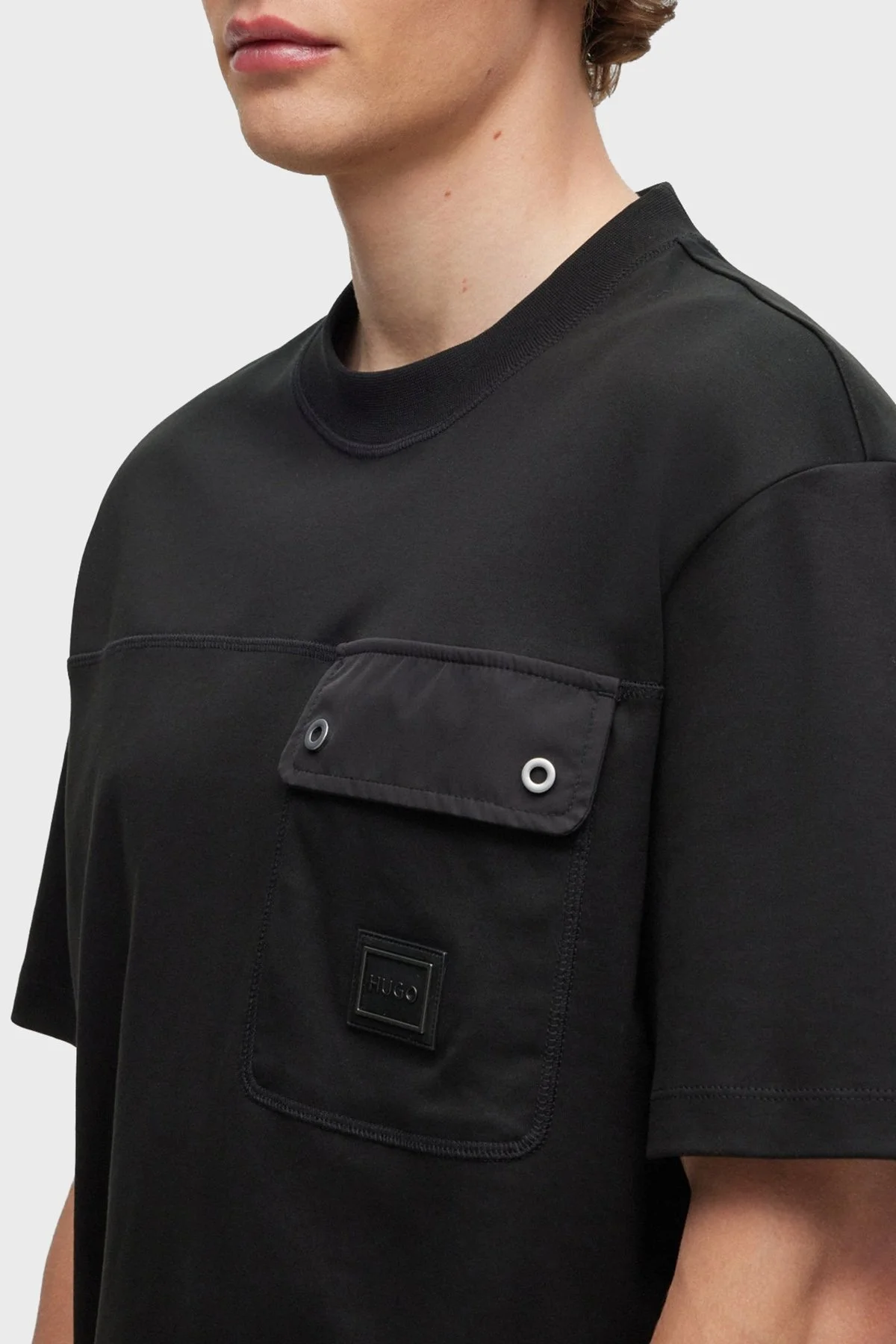 Hugo Pamuklu Relaxed Fit Bisiklet Yaka Erkek T Shirt 50492948 001 SİYAH - 4
