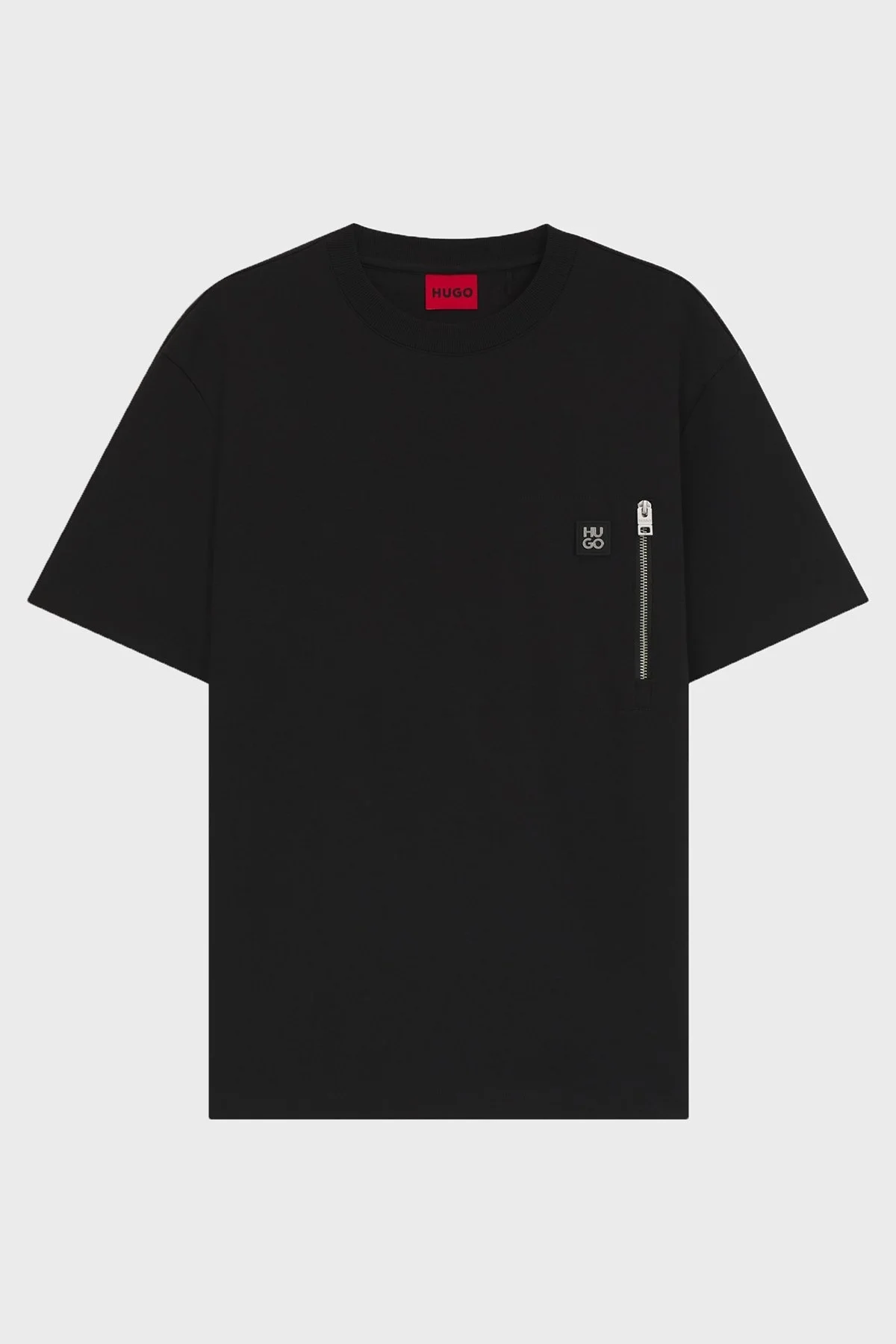 Hugo Pamuklu Relaxed Fit Fermuarlı Tek Cepli Bisiklet Yaka Erkek T Shirt 50542566 001 SİYAH - 5