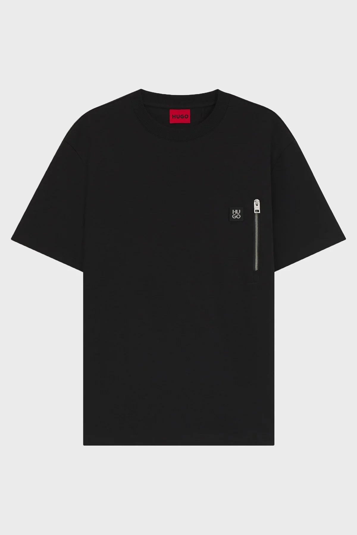 Hugo Pamuklu Relaxed Fit Fermuarlı Tek Cepli Bisiklet Yaka Erkek T Shirt 50542566 001 SİYAH - 5