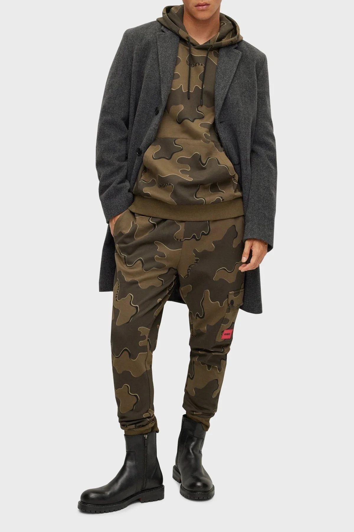 Hugo Pamuklu Relaxed Fit Kanguru Cepli Kapüşonlu Erkek Sweat 50481363 965 HAKİ - 2