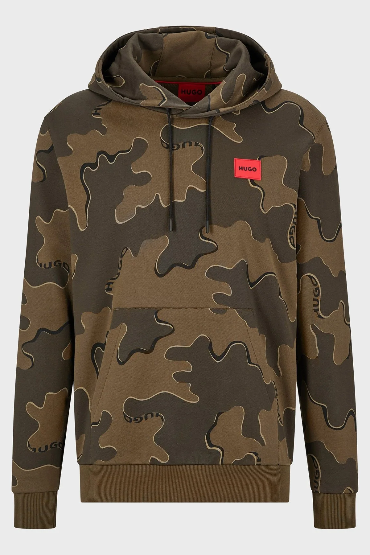 Hugo Pamuklu Relaxed Fit Kanguru Cepli Kapüşonlu Erkek Sweat 50481363 965 HAKİ - 5