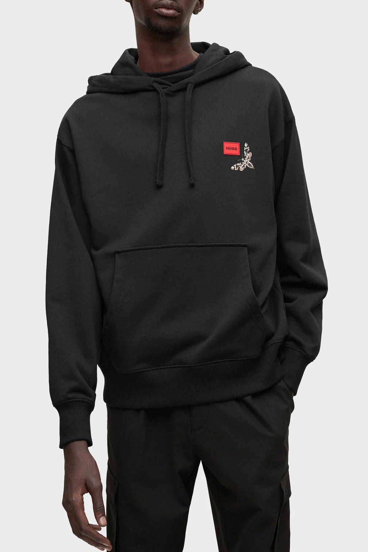 Hugo Pamuklu Relaxed Fit Kanguru Cepli Kapüşonlu Erkek Sweat 50484748 001 SİYAH - 6