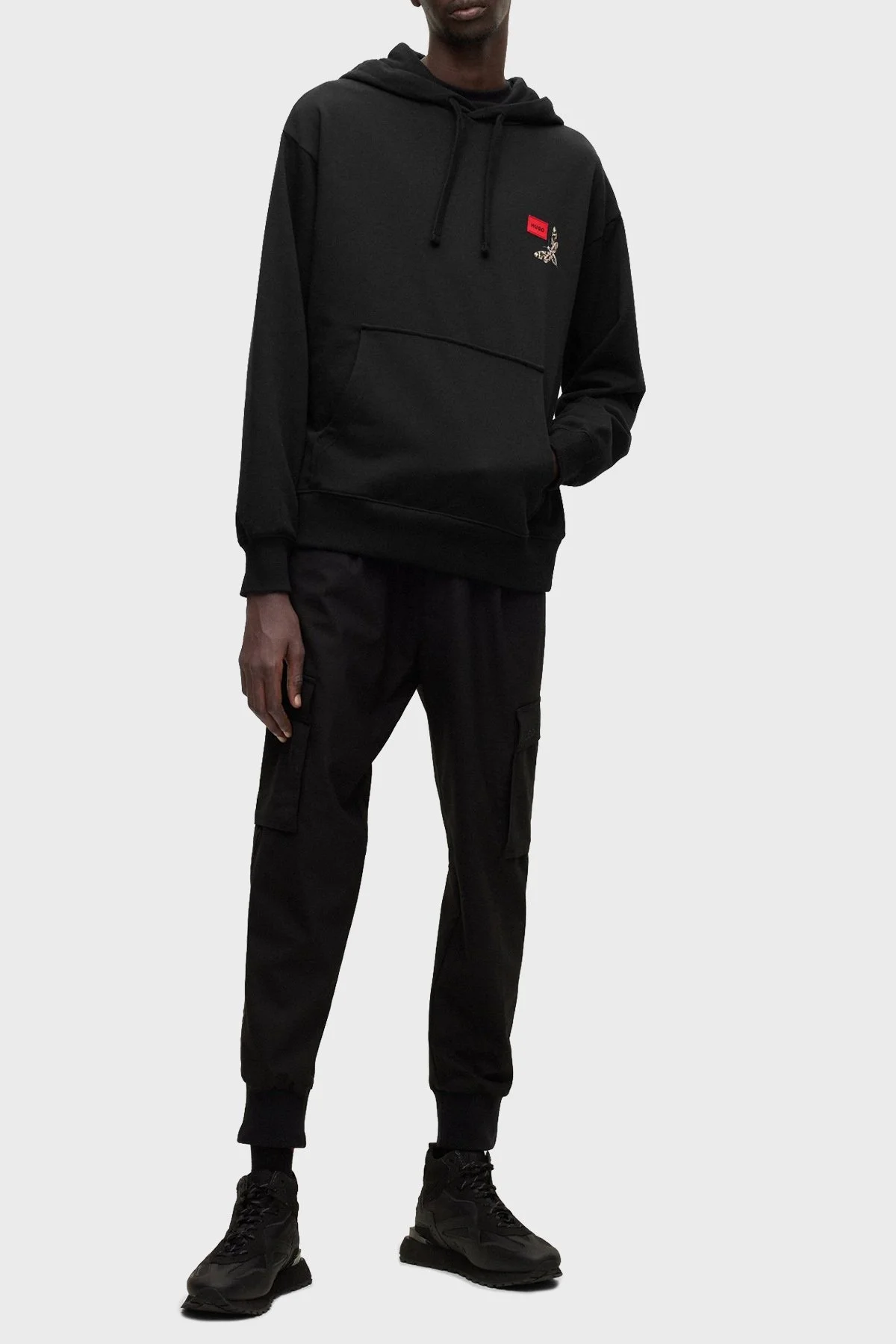 Hugo Pamuklu Relaxed Fit Kanguru Cepli Kapüşonlu Erkek Sweat 50484748 001 SİYAH - 7