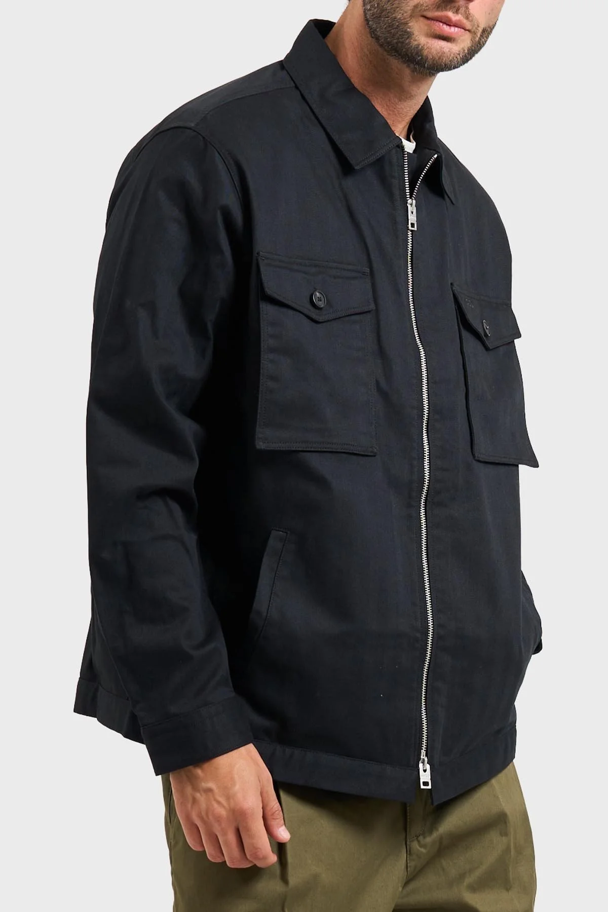 Hugo Pamuklu Relaxed Fit Logolu Fermuarlı Erkek Gömlek Ceket 50545403 001 SİYAH - 4