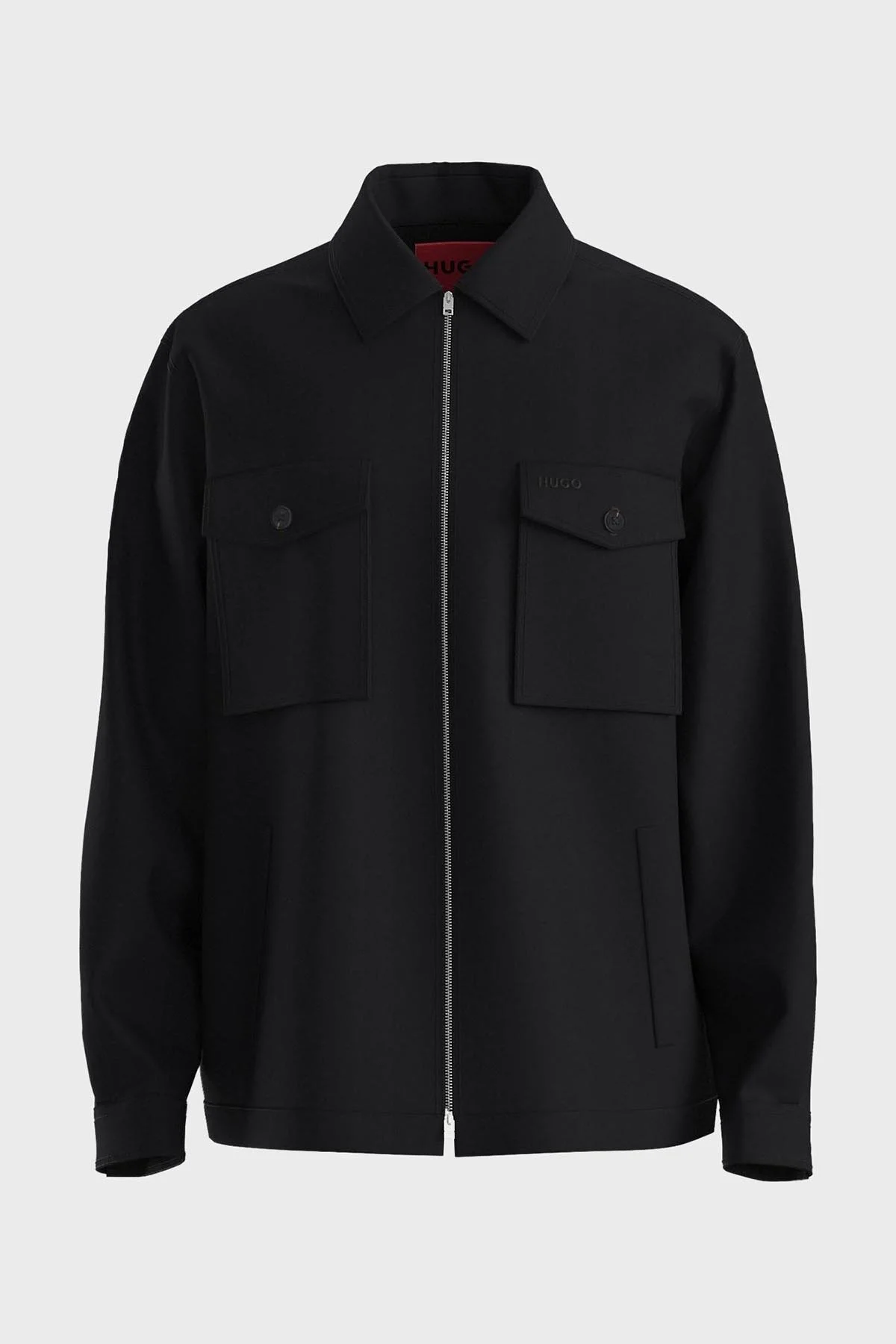 Hugo Pamuklu Relaxed Fit Logolu Fermuarlı Erkek Gömlek Ceket 50545403 001 SİYAH - 6