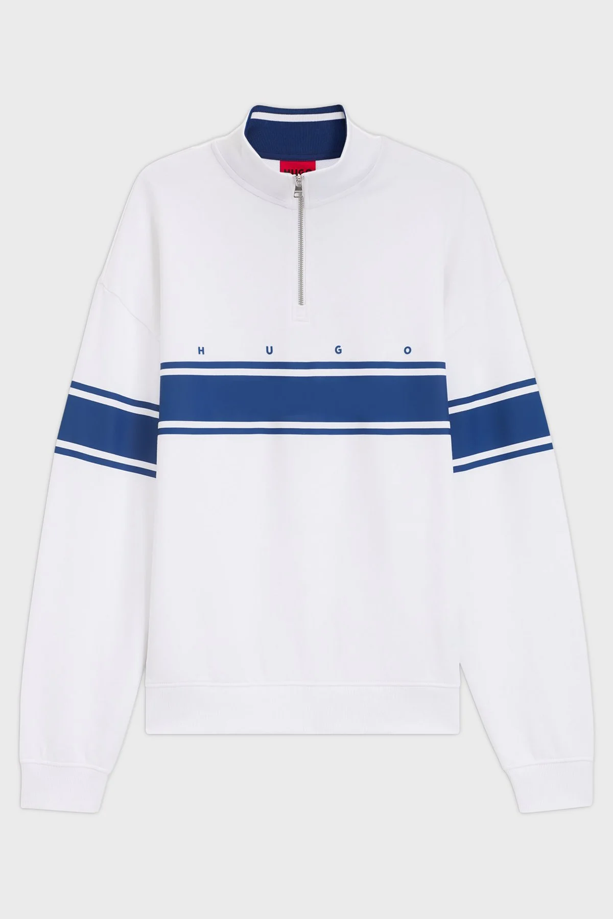 Hugo Pamuklu Relaxed Fit Yarım Fermuarlı Dik Yaka Erkek Sweat 50563798 100 Beyaz - 5