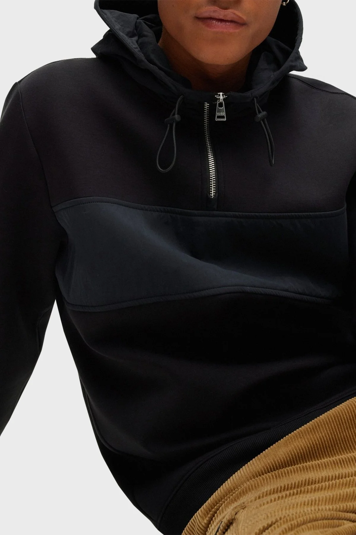 Hugo Pamuklu Relaxed Fit Yarım Fermuarlı Kapüşonlu Erkek Sweat 50475879 001 SİYAH - 4