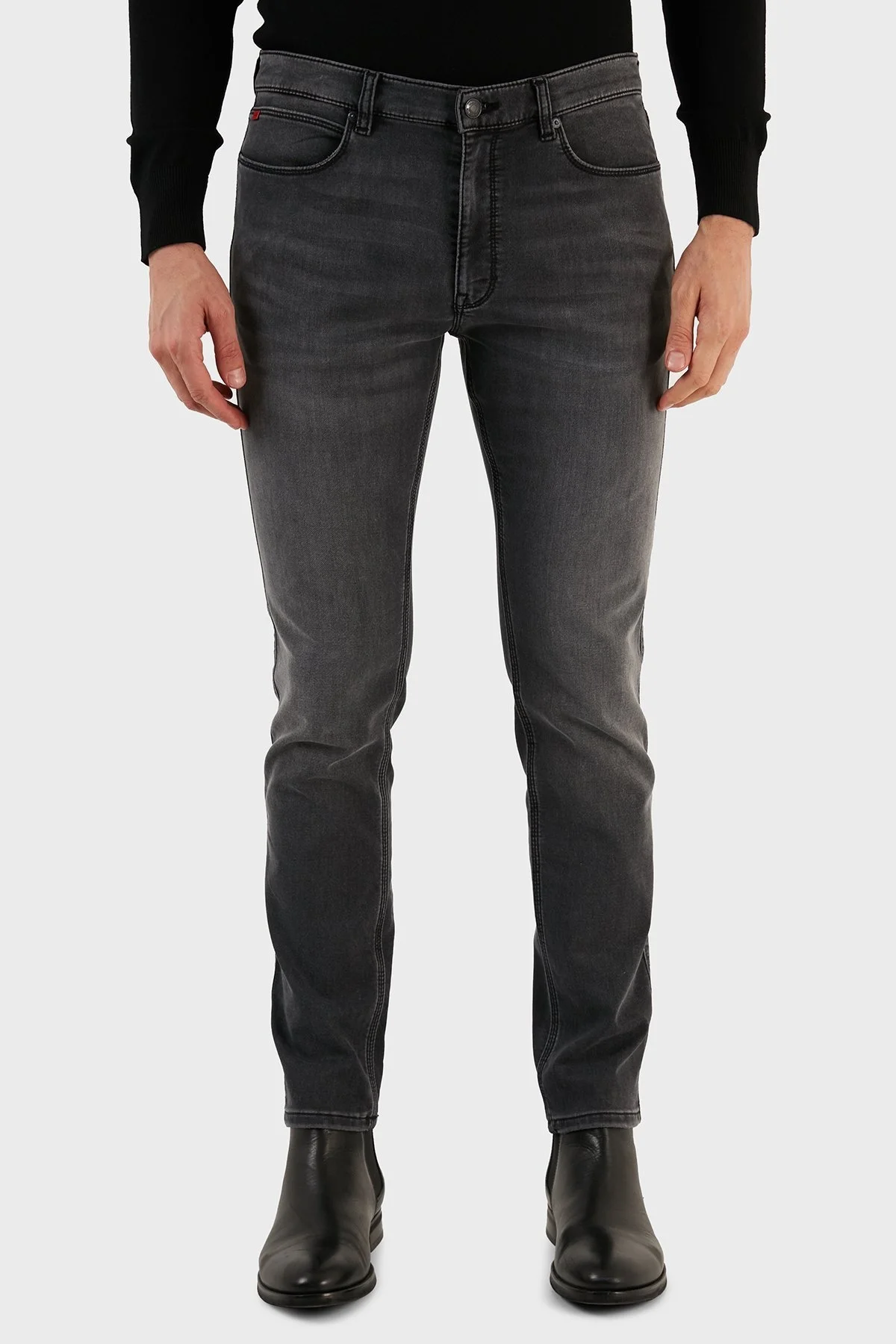 Hugo Pamuklu Slim Fit Dar Paça Jeans Erkek Kot Pantolon 50476199 021 GRİ - 2