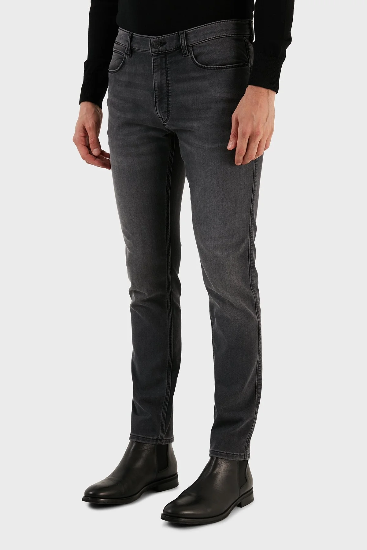 Hugo Pamuklu Slim Fit Dar Paça Jeans Erkek Kot Pantolon 50476199 021 GRİ - 3