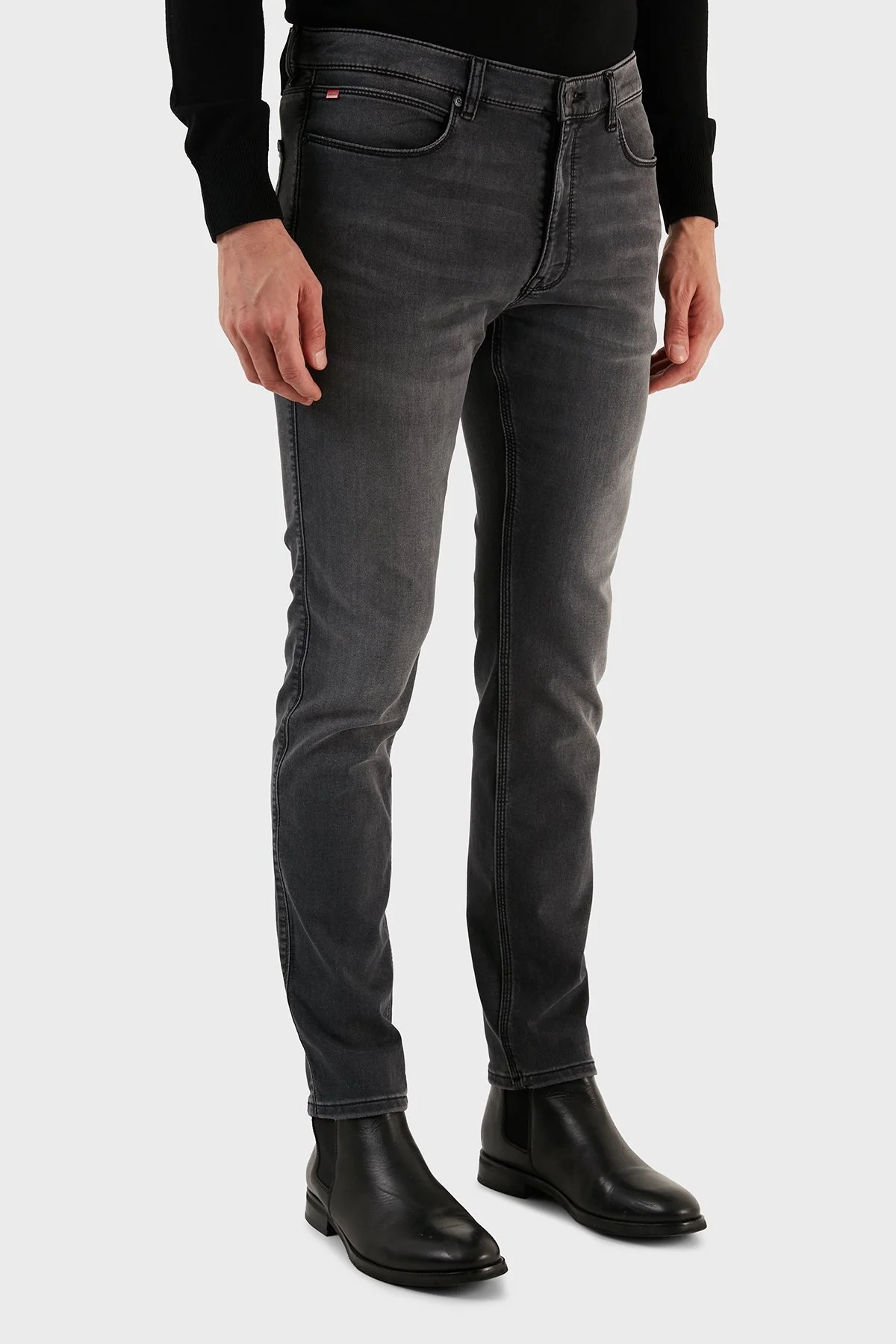 Hugo Pamuklu Slim Fit Dar Paça Jeans Erkek Kot Pantolon 50476199 021 GRİ - 4