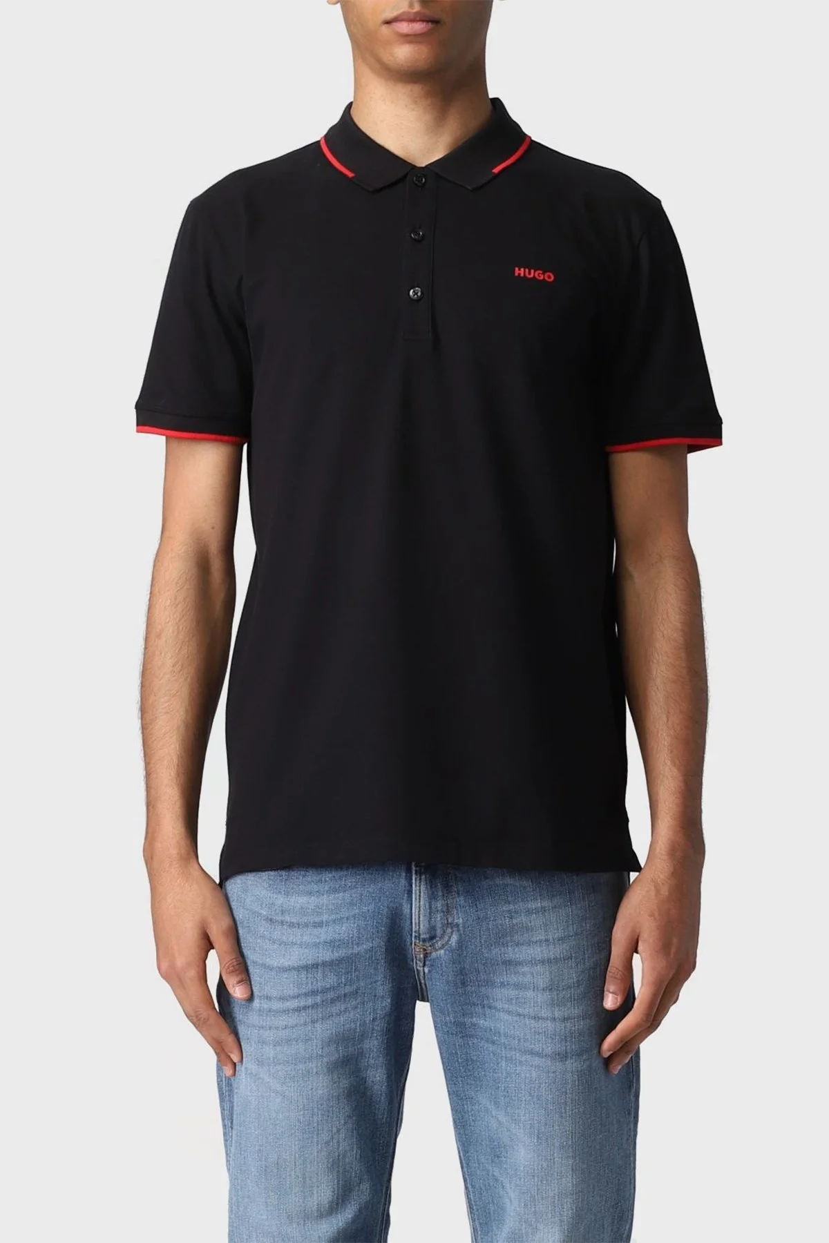 Hugo Pamuklu Slim Fit Düğmeli Erkek Polo Yaka T Shirt 50467344 001 SİYAH - 1