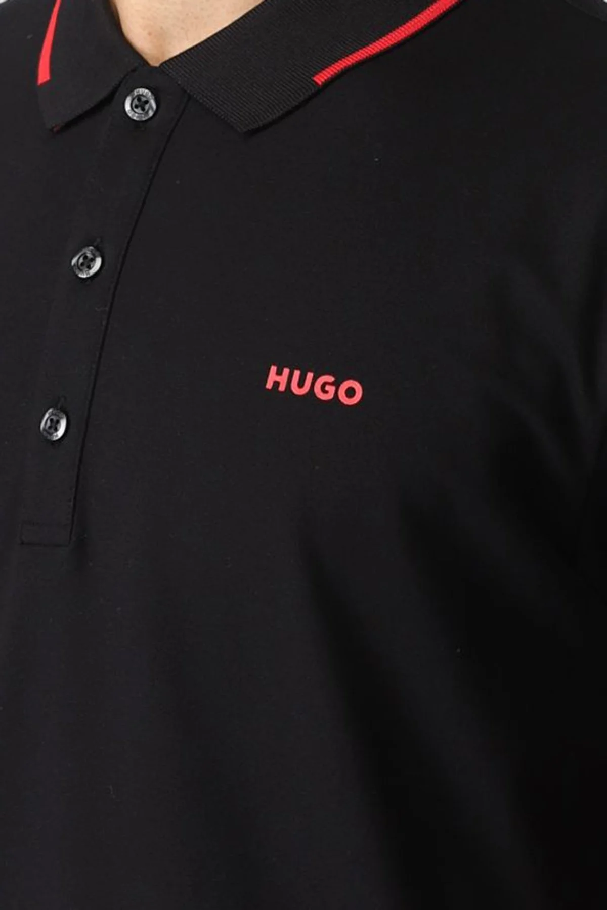 Hugo Pamuklu Slim Fit Düğmeli Erkek Polo Yaka T Shirt 50467344 001 SİYAH - 3