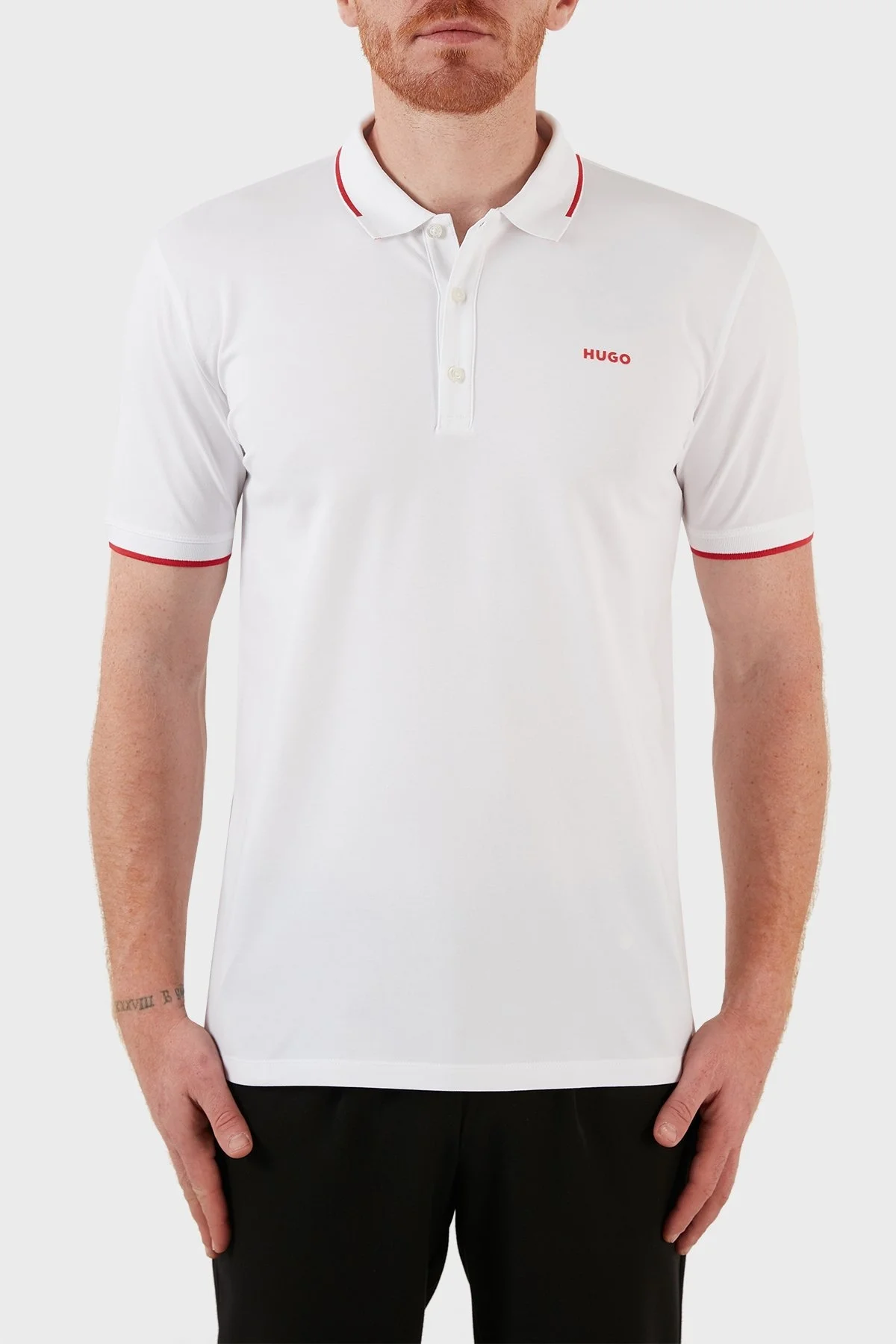 Hugo Pamuklu Slim Fit Düğmeli Polo T Shirt Erkek Polo Yaka T Shirt 50467344 100 BEYAZ - 1