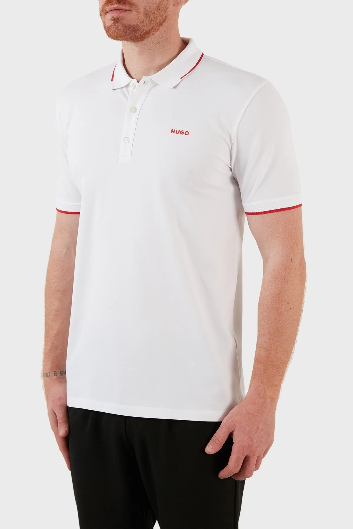 Hugo Pamuklu Slim Fit Düğmeli Polo T Shirt Erkek Polo Yaka T Shirt 50467344 100 BEYAZ - 3