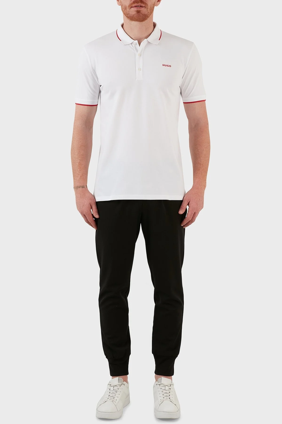 Hugo Pamuklu Slim Fit Düğmeli Polo T Shirt Erkek Polo Yaka T Shirt 50467344 100 BEYAZ - 5