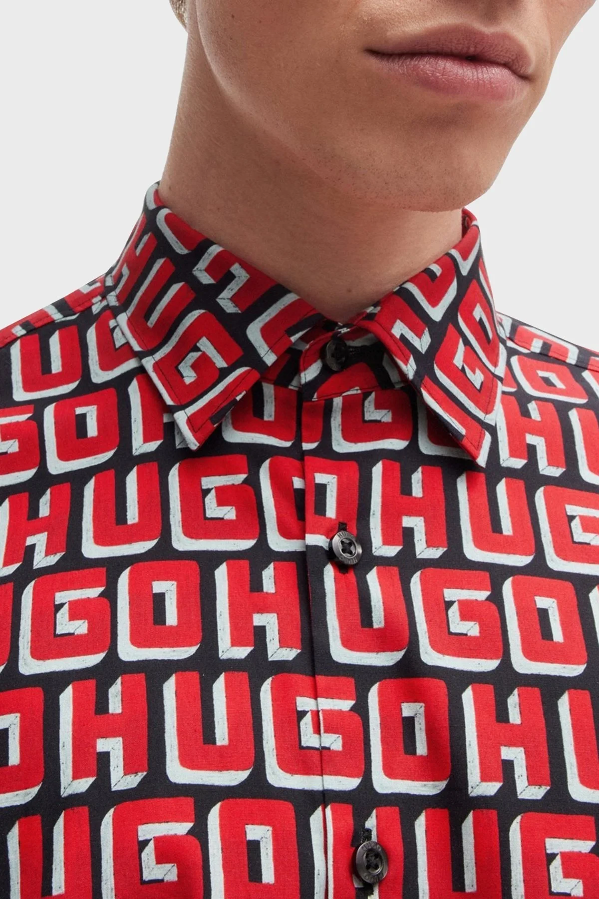 Hugo Pamuklu Slim Fit Erkek Gömlek 50519638 693 KIRMIZI - 4