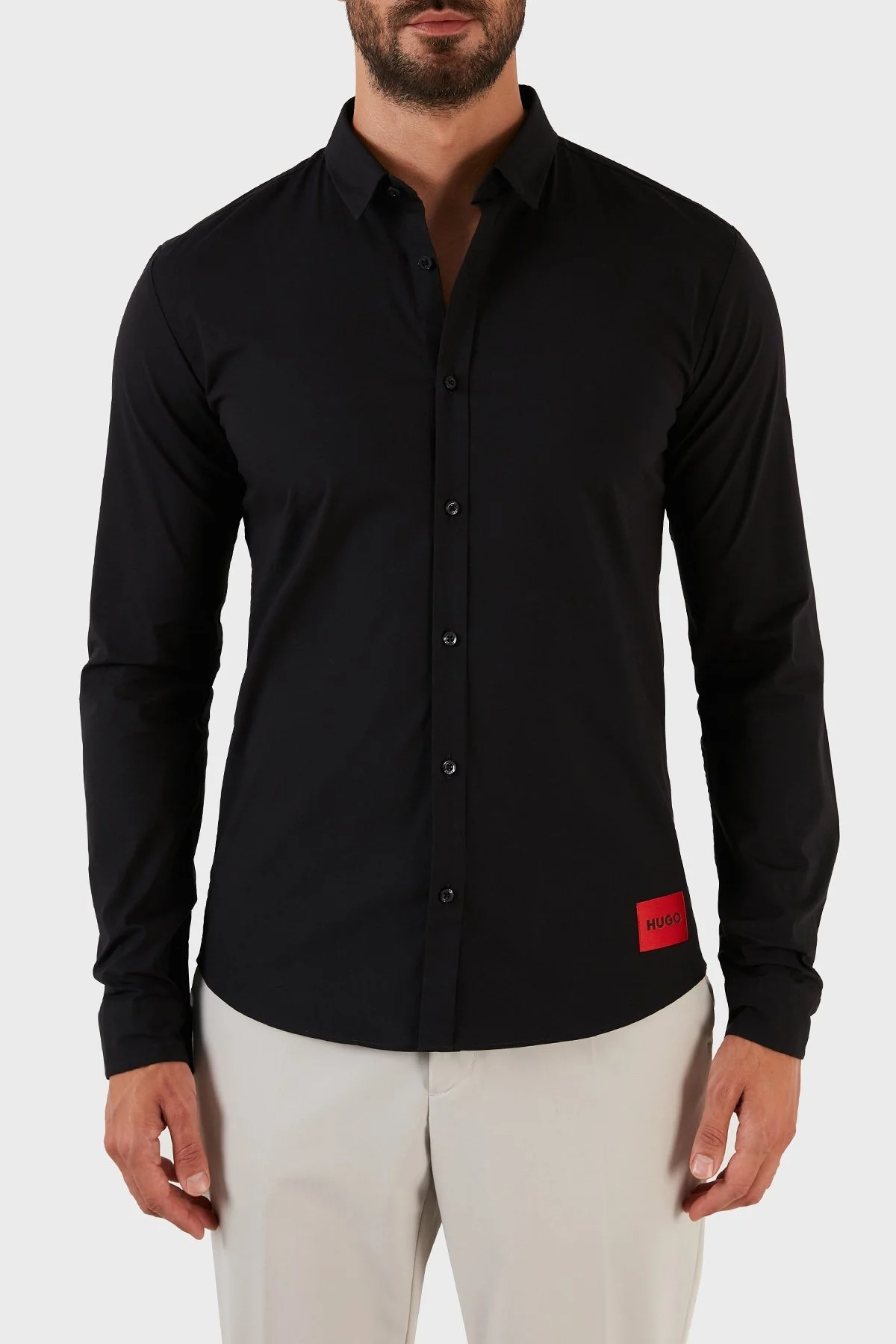 Hugo Pamuklu Streç Extra Slim Fit Erkek Gömlek 50475687 001 SİYAH - 1