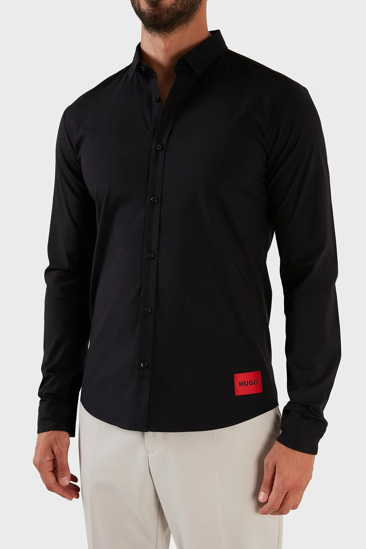 Hugo Pamuklu Streç Extra Slim Fit Erkek Gömlek 50475687 001 SİYAH - 6