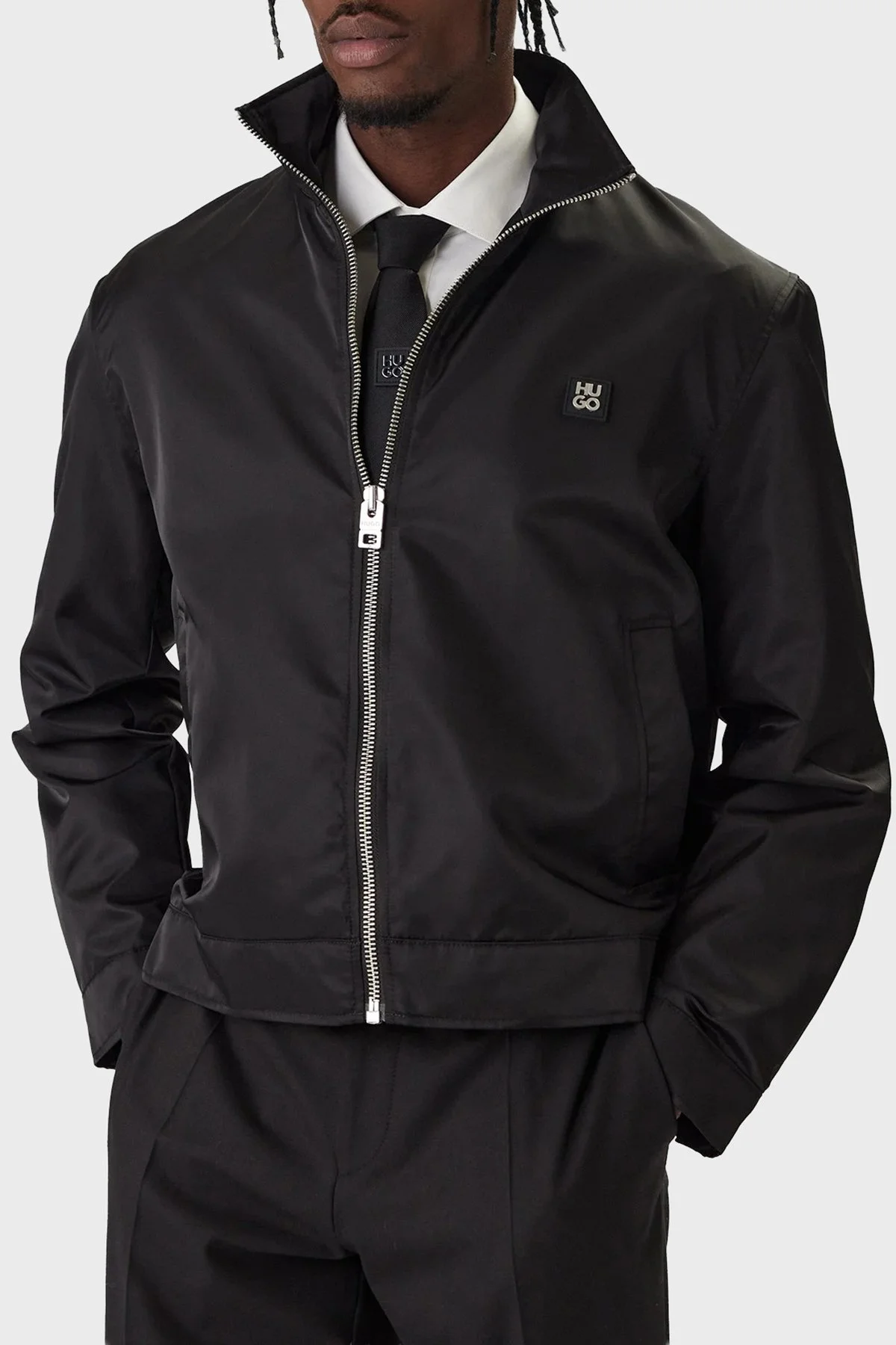 Hugo Regular Fit Dik Yaka Logolu Erkek Mont 50552664 001 SİYAH - 1