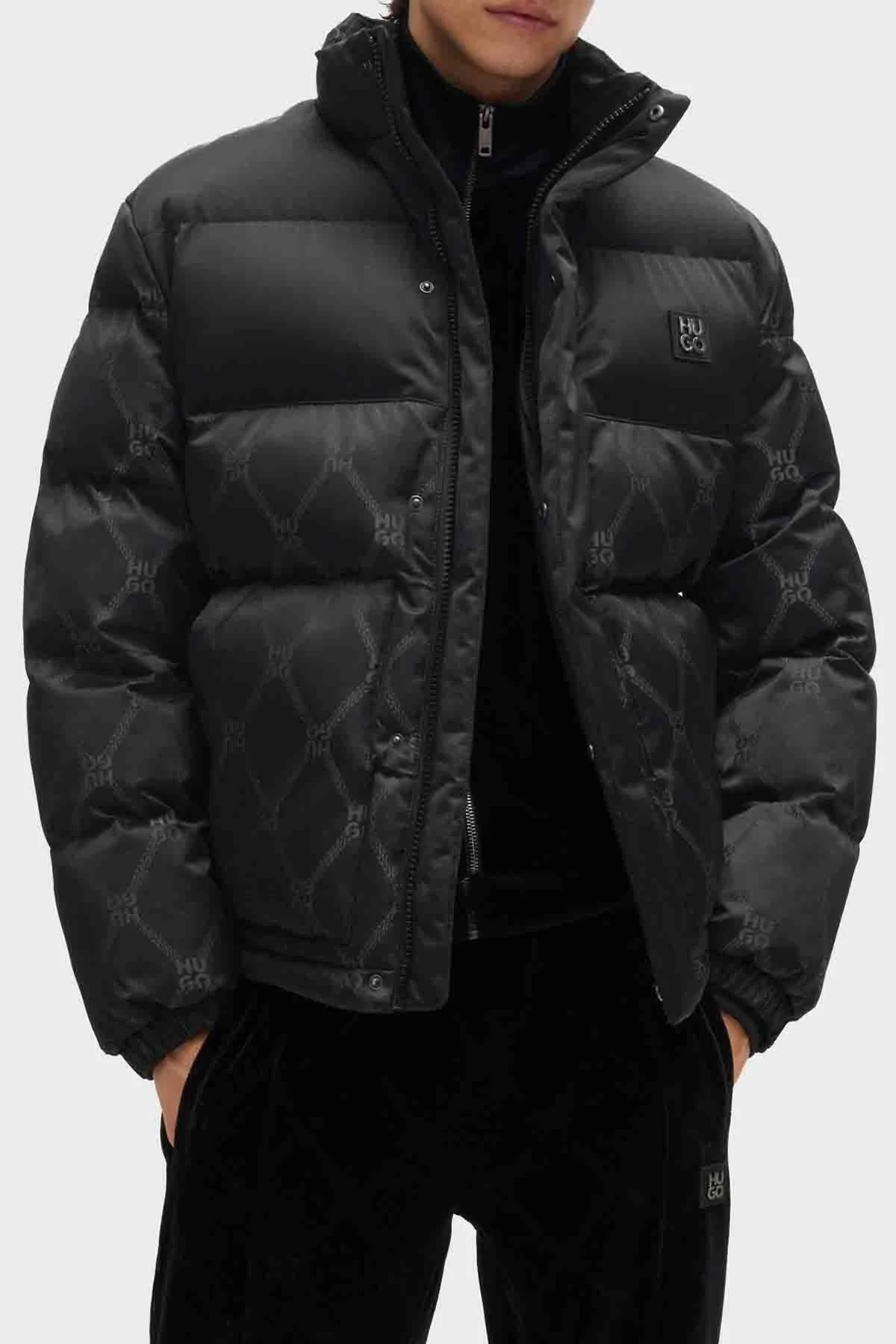 Hugo Regular Fit Dik Yaka Logolu Şişme Erkek Mont 50525347 001 SİYAH - 1