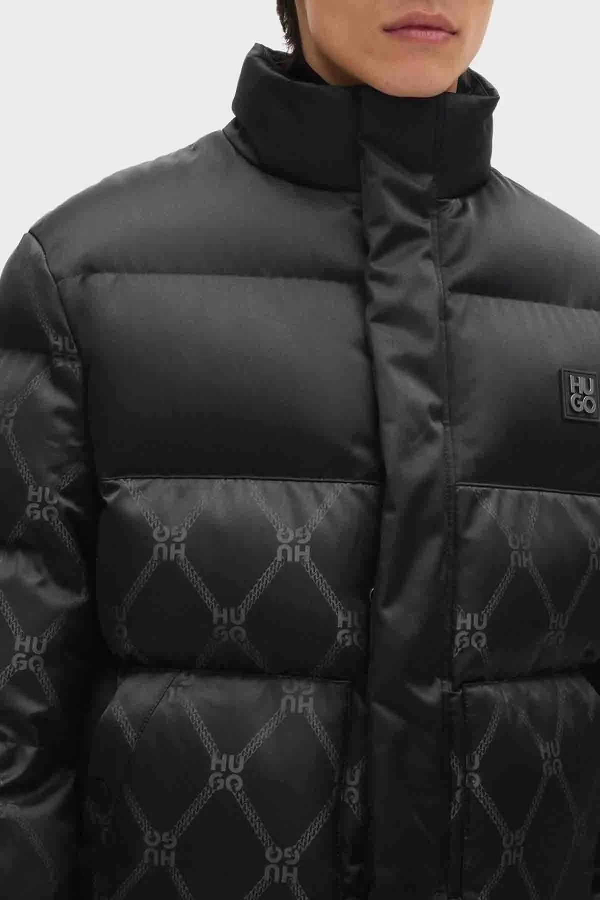 Hugo Regular Fit Dik Yaka Logolu Şişme Erkek Mont 50525347 001 SİYAH - 4