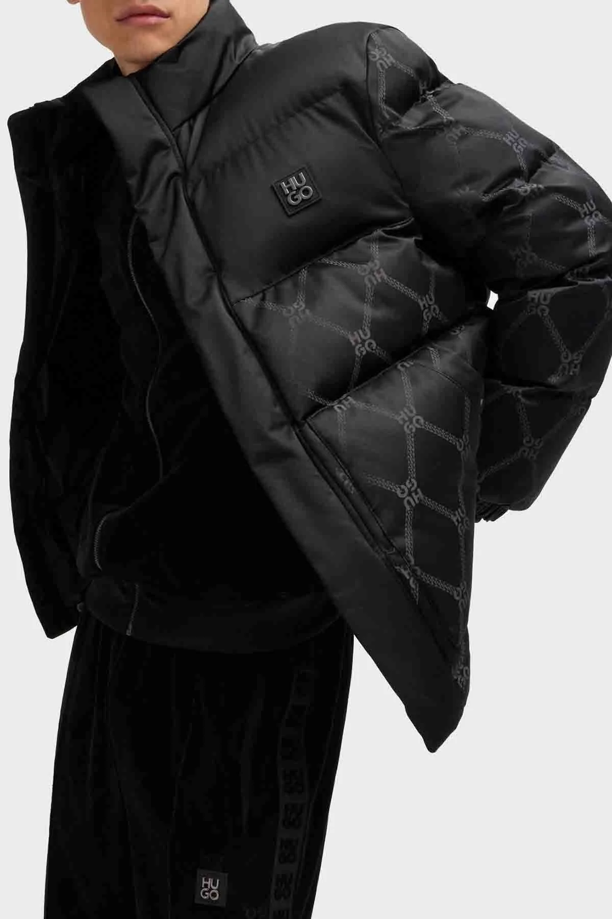 Hugo Regular Fit Dik Yaka Logolu Şişme Erkek Mont 50525347 001 SİYAH - 5