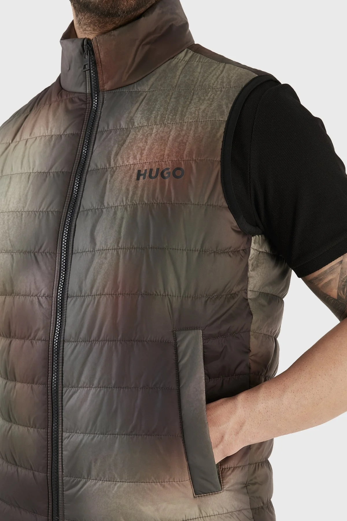 Hugo Regular Fit Fermuarlı Dik Yaka Şişme Erkek Yelek 50485247 960 HAKİ - 13