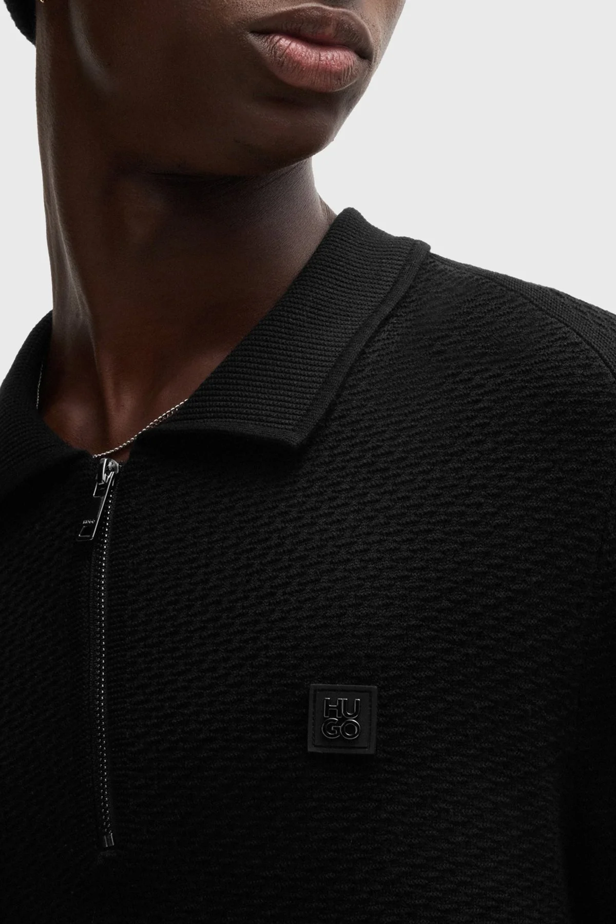 Hugo Regular Fit Yarım Fermuarlı Polo Yaka Erkek Kazak 50516640 001 SİYAH - 9