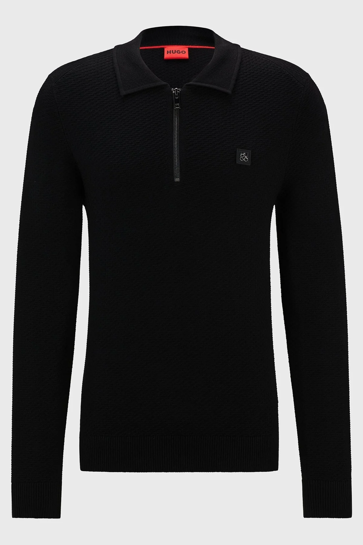 Hugo Regular Fit Yarım Fermuarlı Polo Yaka Erkek Kazak 50516640 001 SİYAH - 10