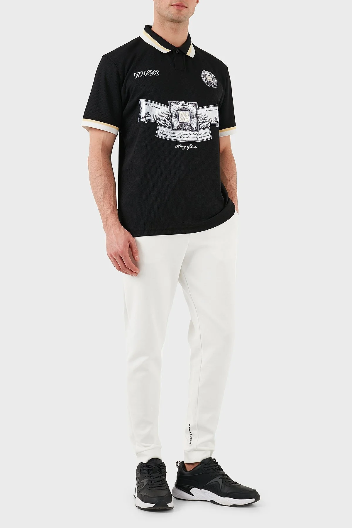 Hugo Relaxed Fit Logo Desenli Düğmeli Erkek Polo Yaka T Shirt 50516088 001 SİYAH - 2