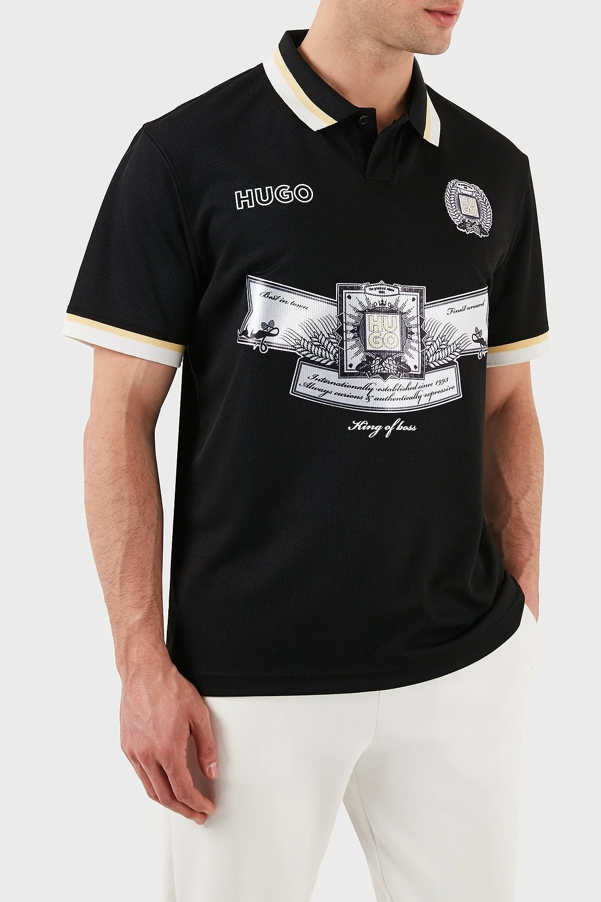 Hugo Relaxed Fit Logo Desenli Düğmeli Erkek Polo Yaka T Shirt 50516088 001 SİYAH - 4