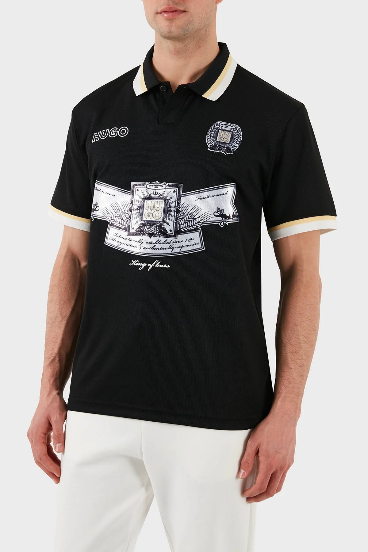 Hugo Relaxed Fit Logo Desenli Düğmeli Erkek Polo Yaka T Shirt 50516088 001 SİYAH - 5