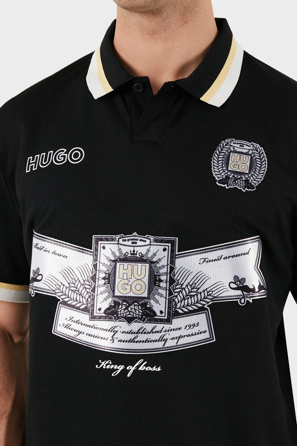 Hugo Relaxed Fit Logo Desenli Düğmeli Erkek Polo Yaka T Shirt 50516088 001 SİYAH - 6