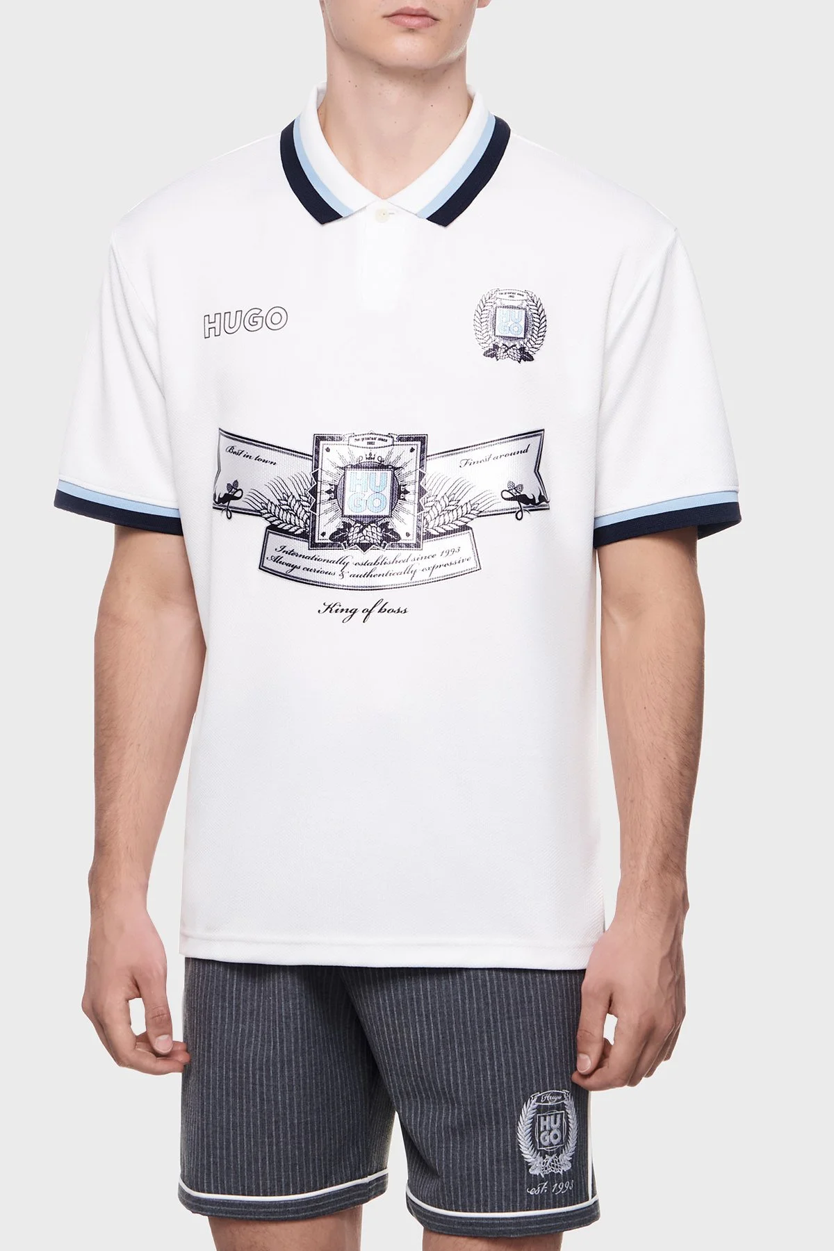 Hugo Relaxed Fit Logo Desenli Düğmeli Erkek Polo Yaka T Shirt 50516088 100 BEYAZ - 1