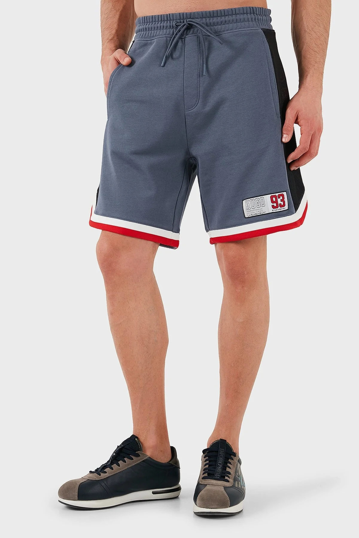 Hugo Şeritli % 100 Pamuk Relaxed Fit Normal Bel Erkek Short 50510163 462 MAVİ - 1