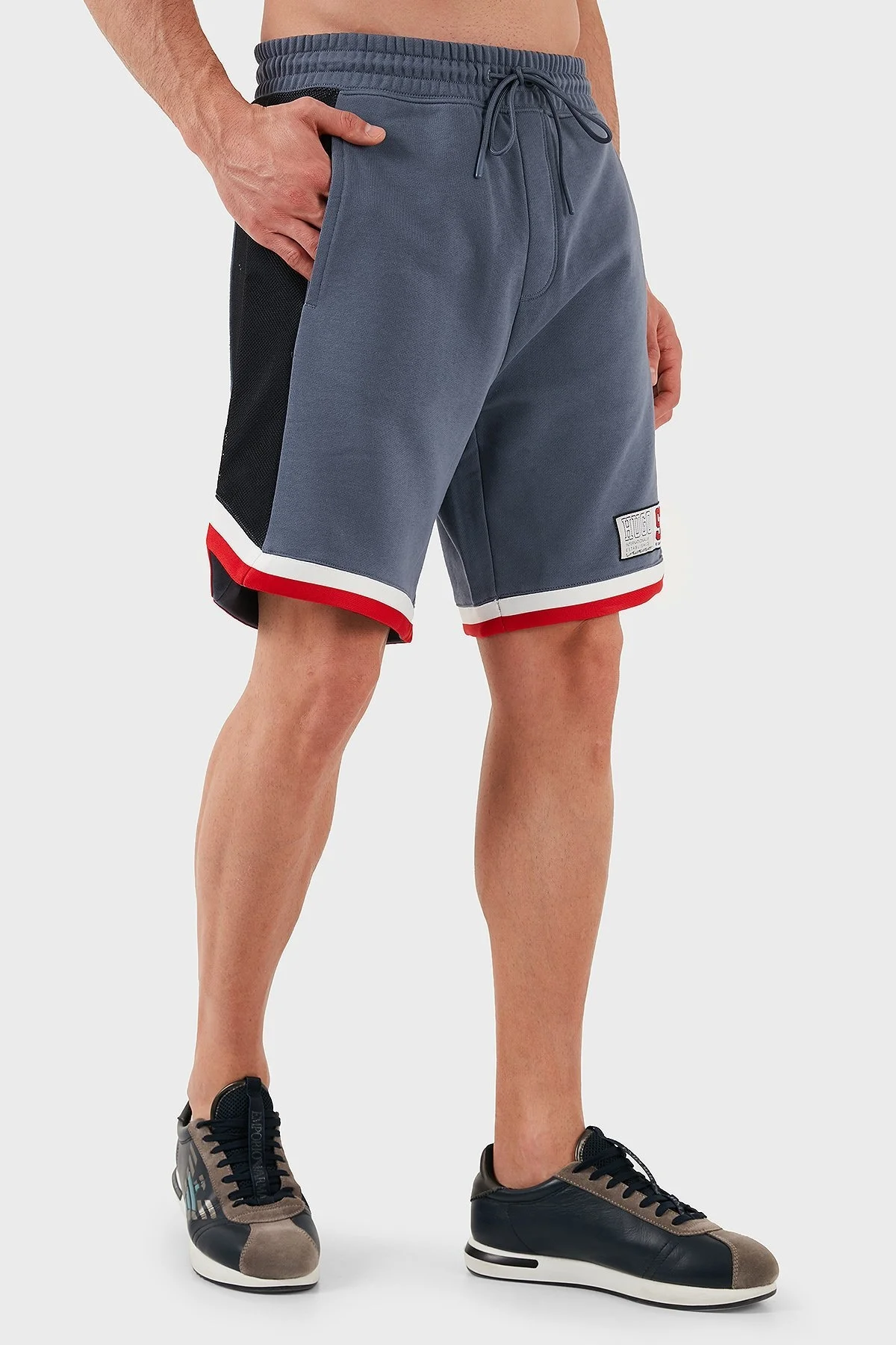 Hugo Şeritli % 100 Pamuk Relaxed Fit Normal Bel Erkek Short 50510163 462 MAVİ - 4