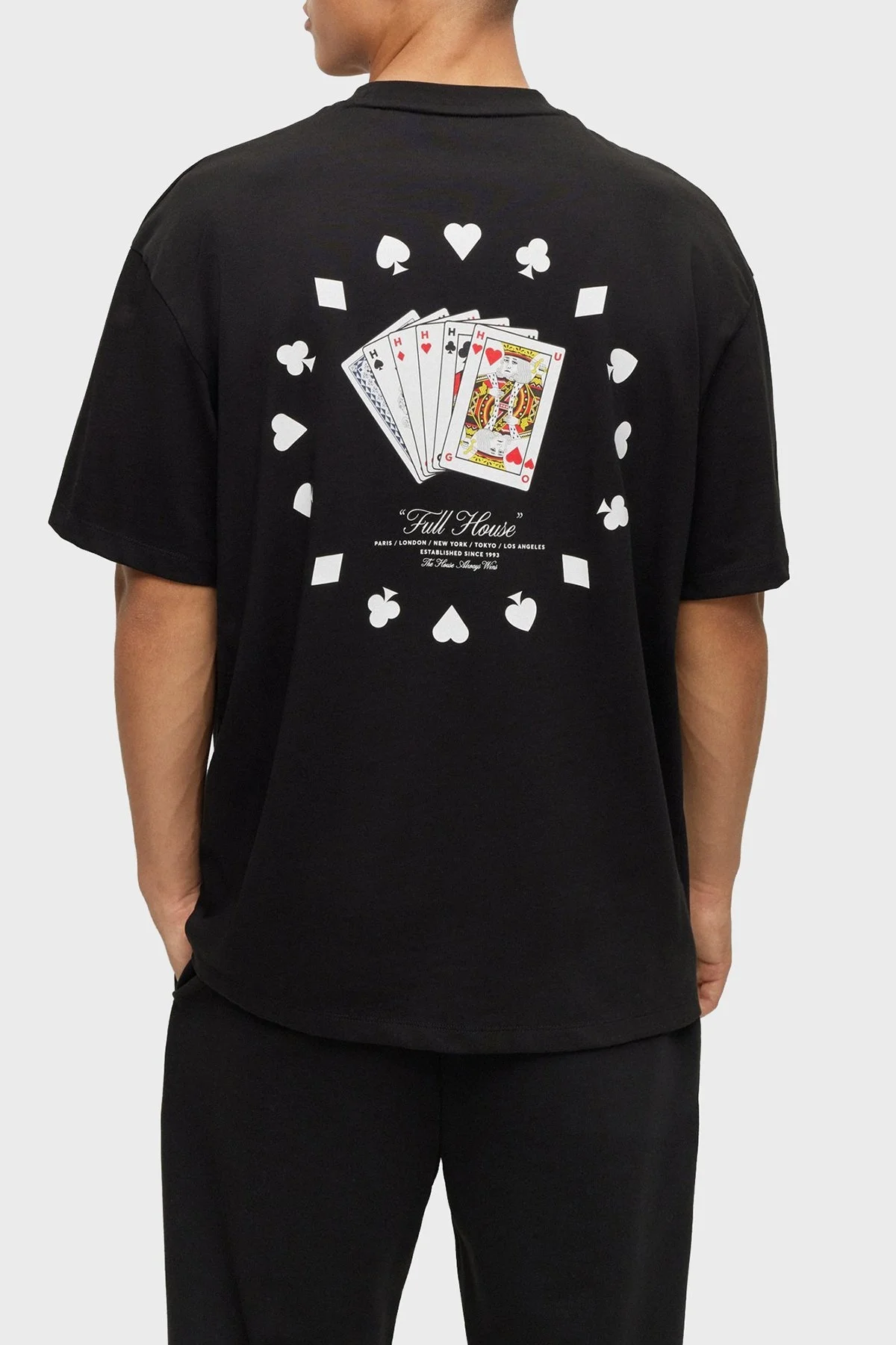 Hugo Sırt Baskılı Bisiklet Yaka % 100 Pamuk Oversize Erkek T Shirt 50499745 001 SİYAH - 1