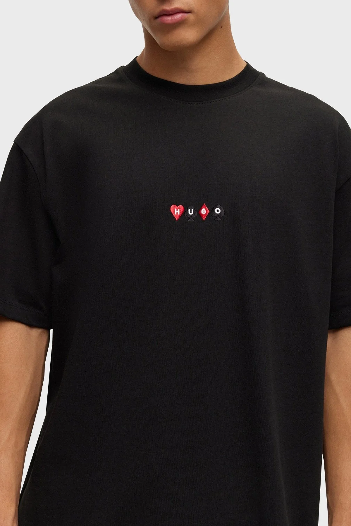 Hugo Sırt Baskılı Bisiklet Yaka % 100 Pamuk Oversize Erkek T Shirt 50499745 001 SİYAH - 2