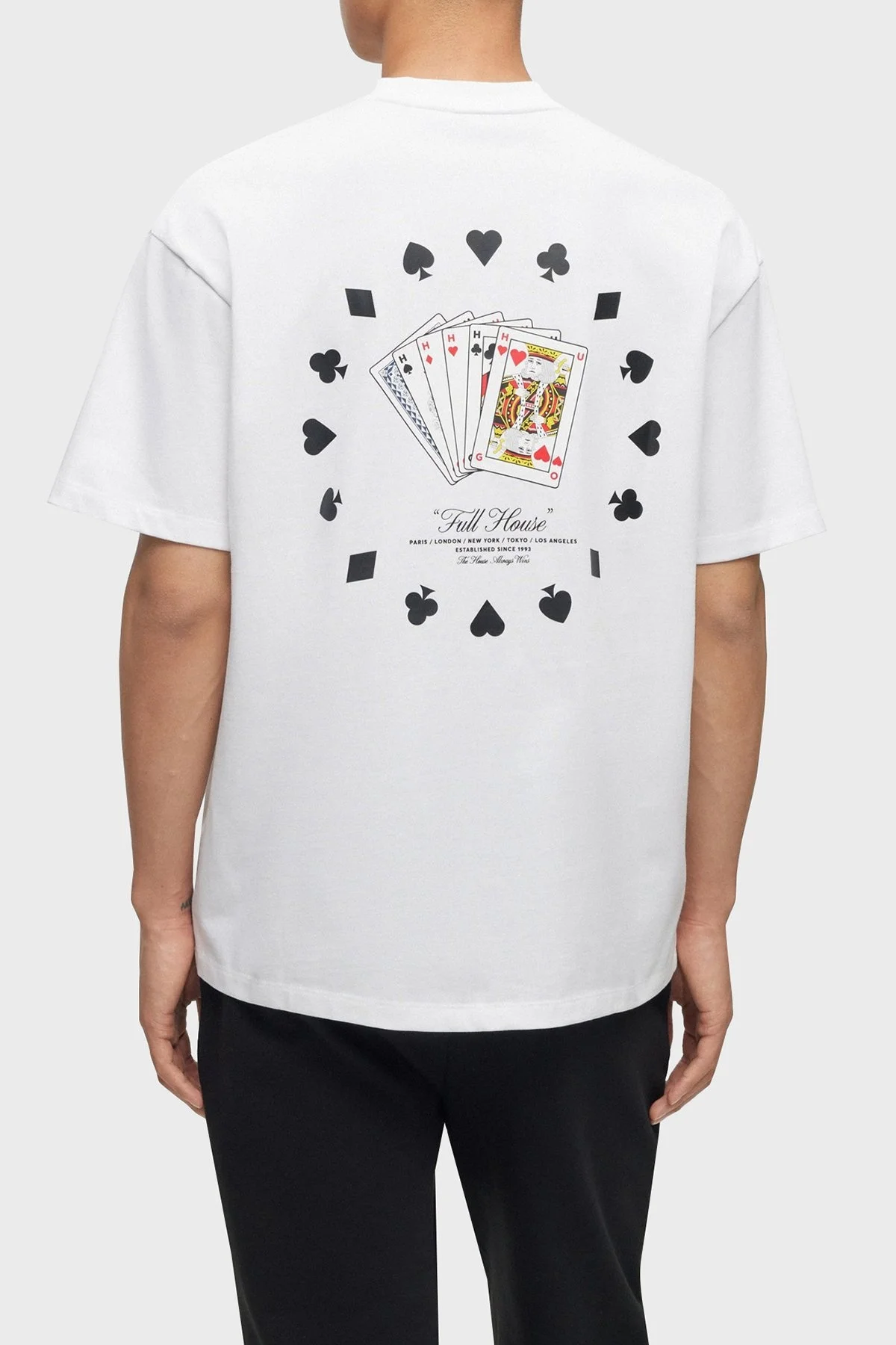 Hugo Sırt Baskılı Bisiklet Yaka % 100 Pamuk Oversize Erkek T Shirt 50499745 100 BEYAZ - 1