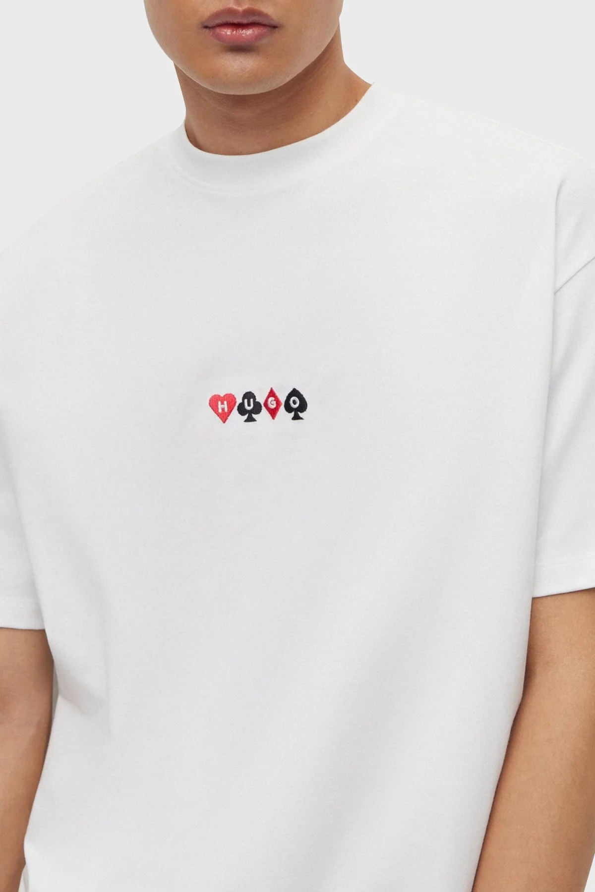 Hugo Sırt Baskılı Bisiklet Yaka % 100 Pamuk Oversize Erkek T Shirt 50499745 100 BEYAZ - 3