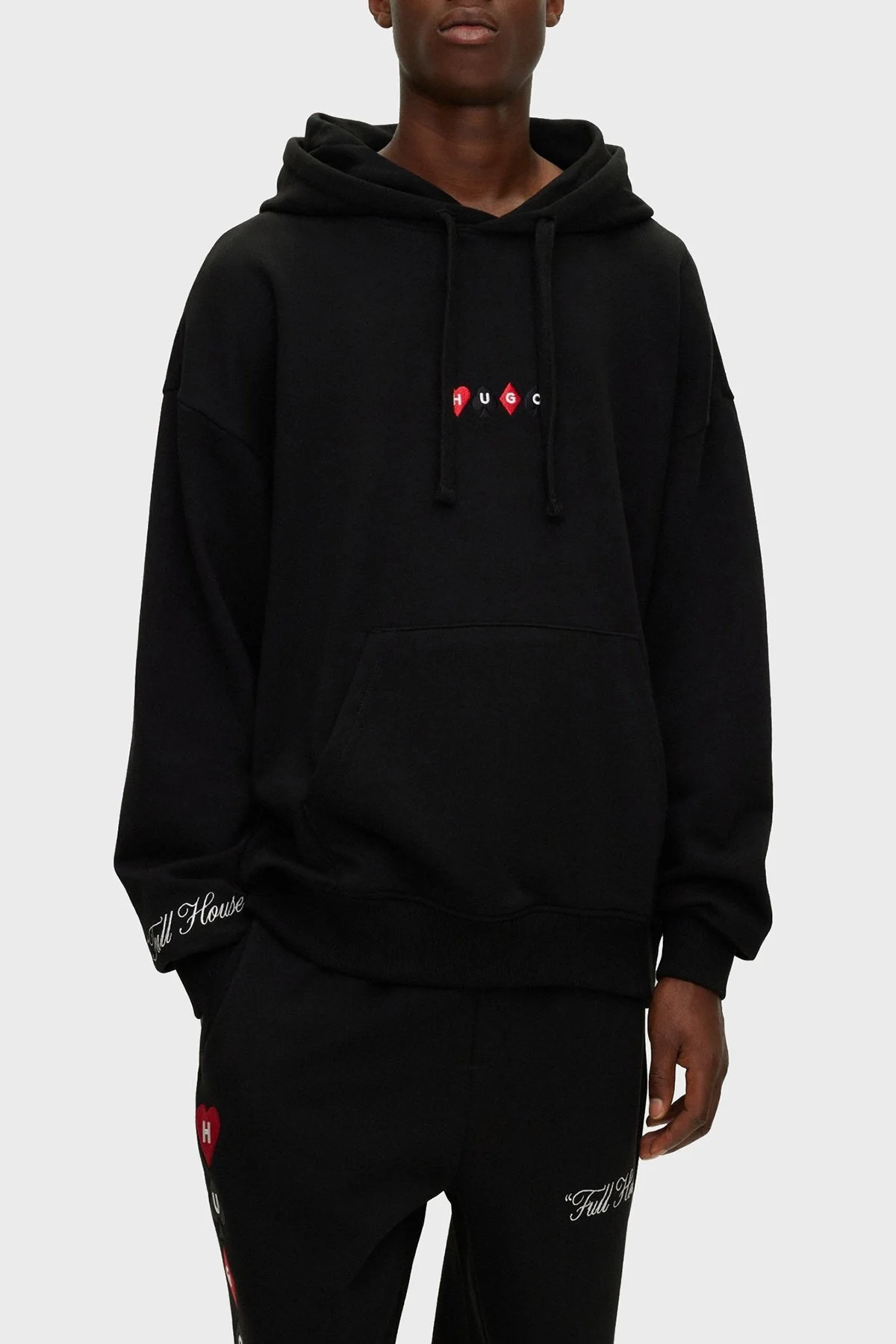 Hugo Sırt Baskılı Kapüşonlu Kanguru Cepli % 100 Pamuk Oversize Erkek Sweat 50499741 001 SİYAH - 2