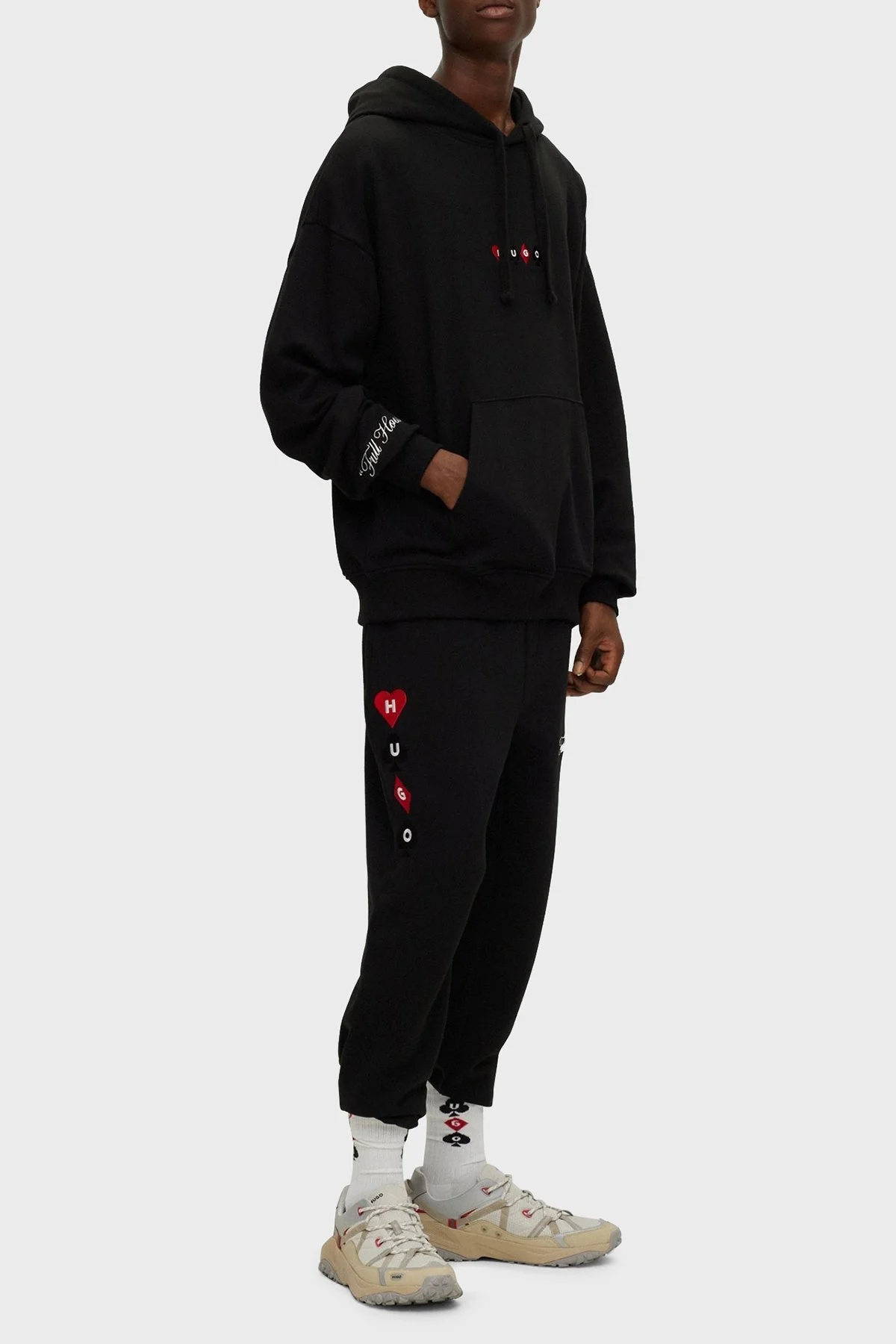 Hugo Sırt Baskılı Kapüşonlu Kanguru Cepli % 100 Pamuk Oversize Erkek Sweat 50499741 001 SİYAH - 4