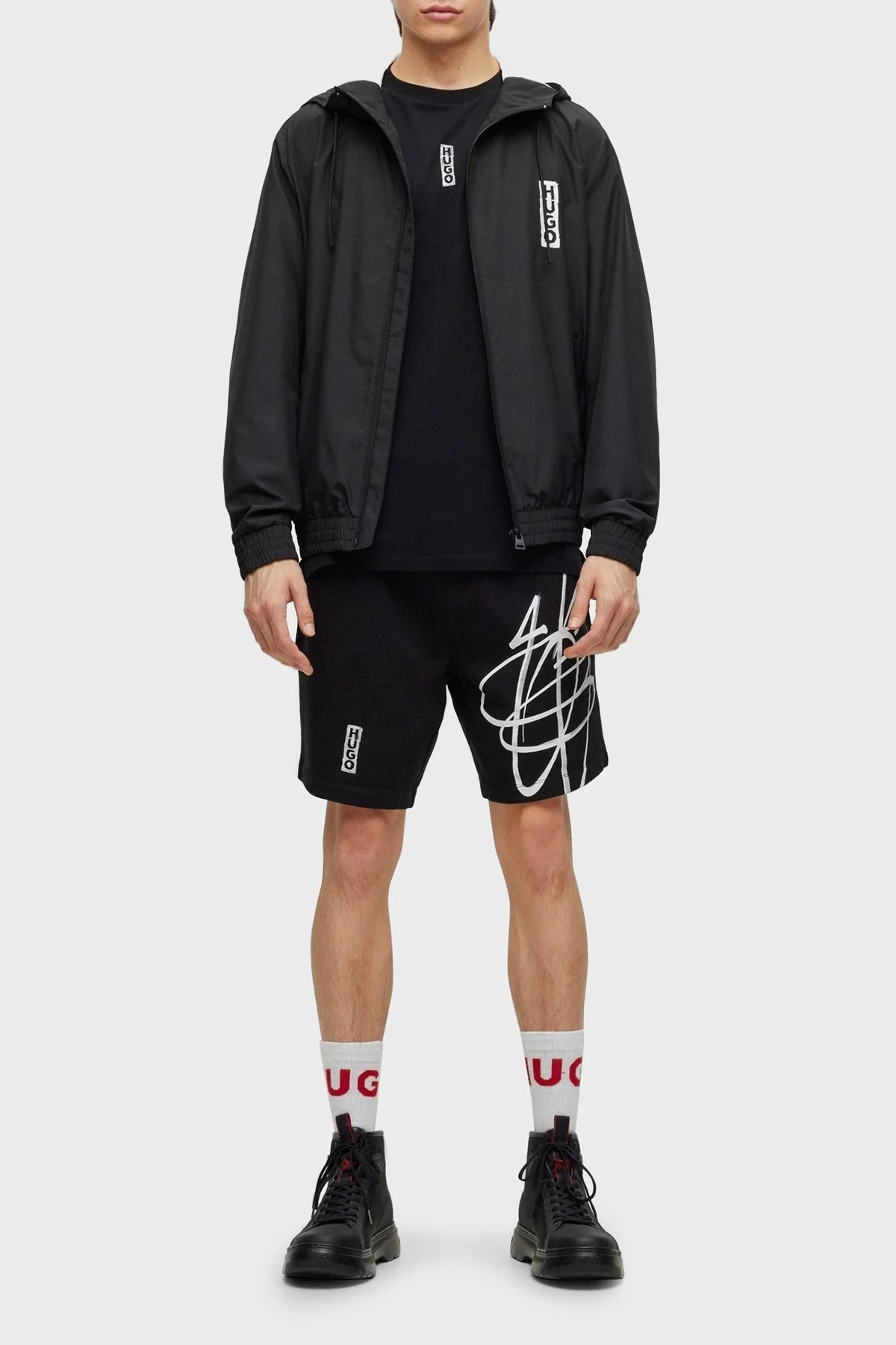Hugo Sırt Baskılı Pamuklu Relaxed Fit Bisiklet Yaka Erkek T Shirt 50493996 001 SİYAH - 3