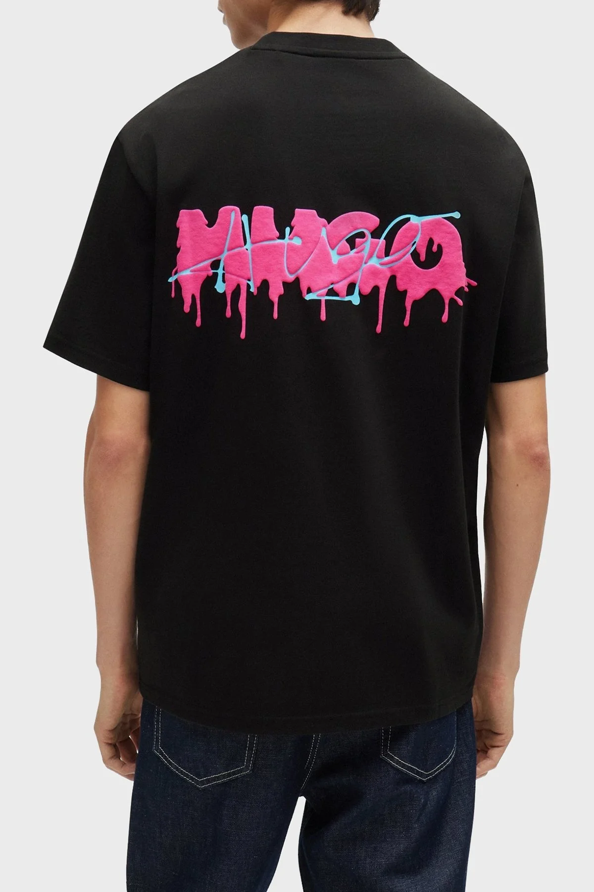 Hugo Sırt Baskılı Pamuklu Relaxed Fit Erkek T Shirt 50509966 001 SİYAH - 3