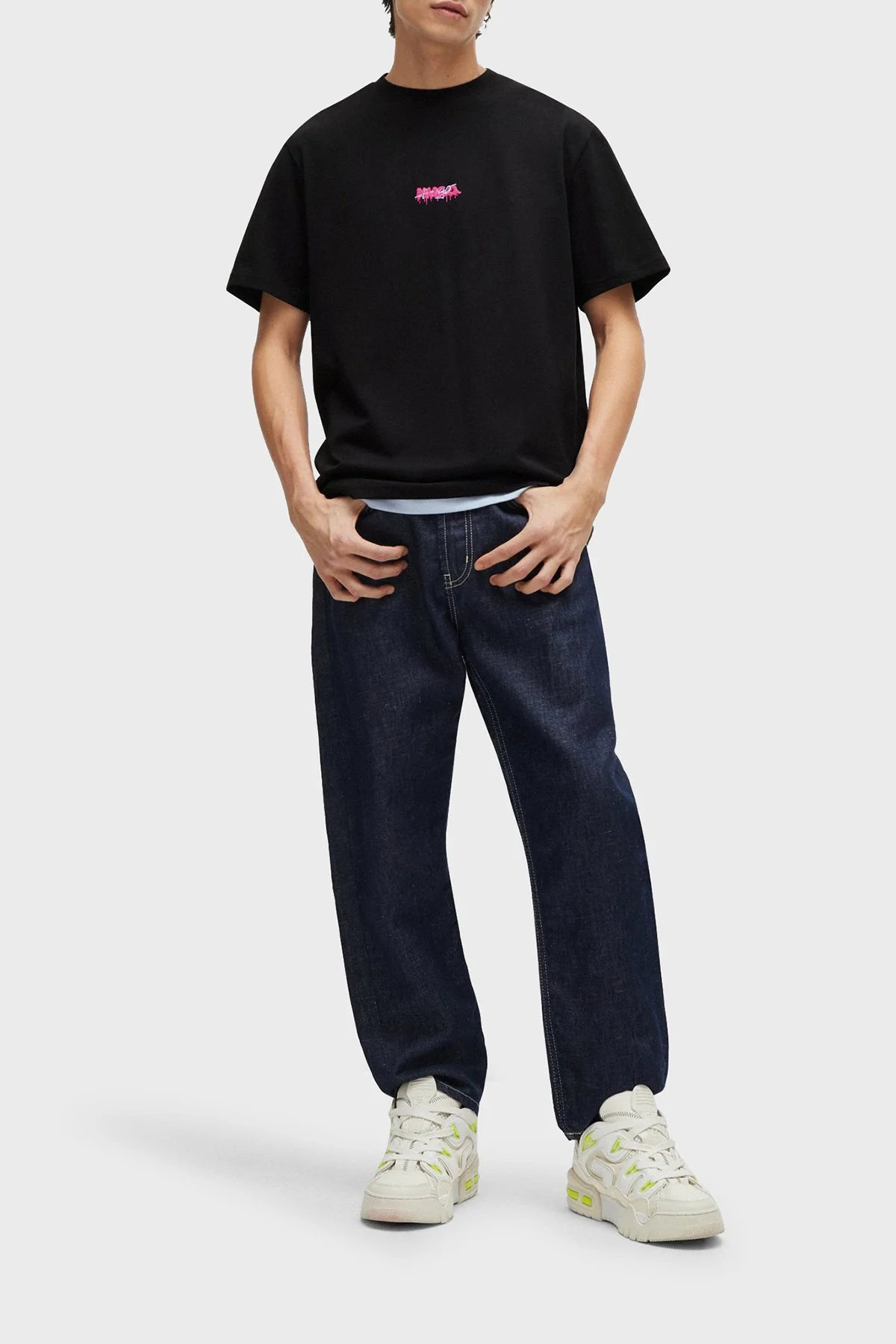 Hugo Sırt Baskılı Pamuklu Relaxed Fit Erkek T Shirt 50509966 001 SİYAH - 2