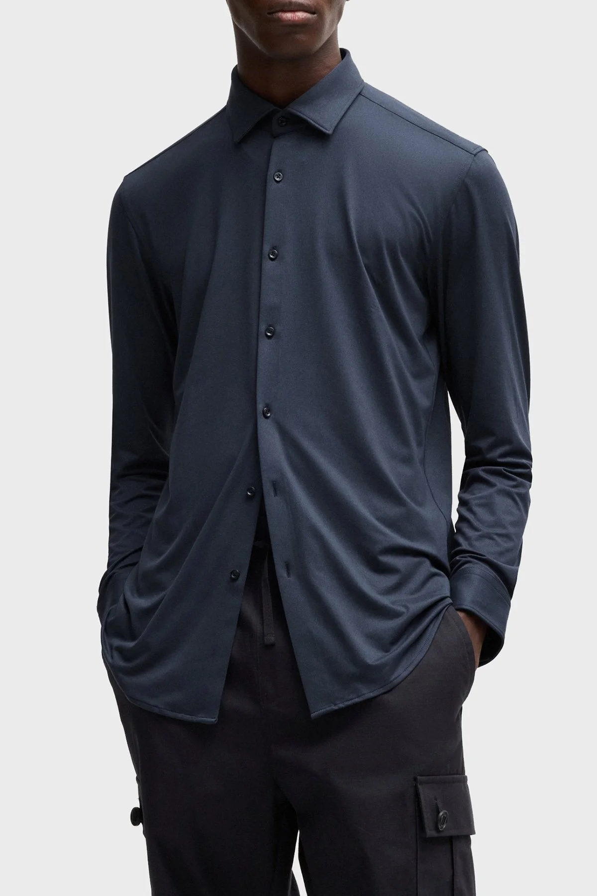 Hugo Slim Fit Jarse Erkek Gömlek 50519844 405 LACİVERT - 7