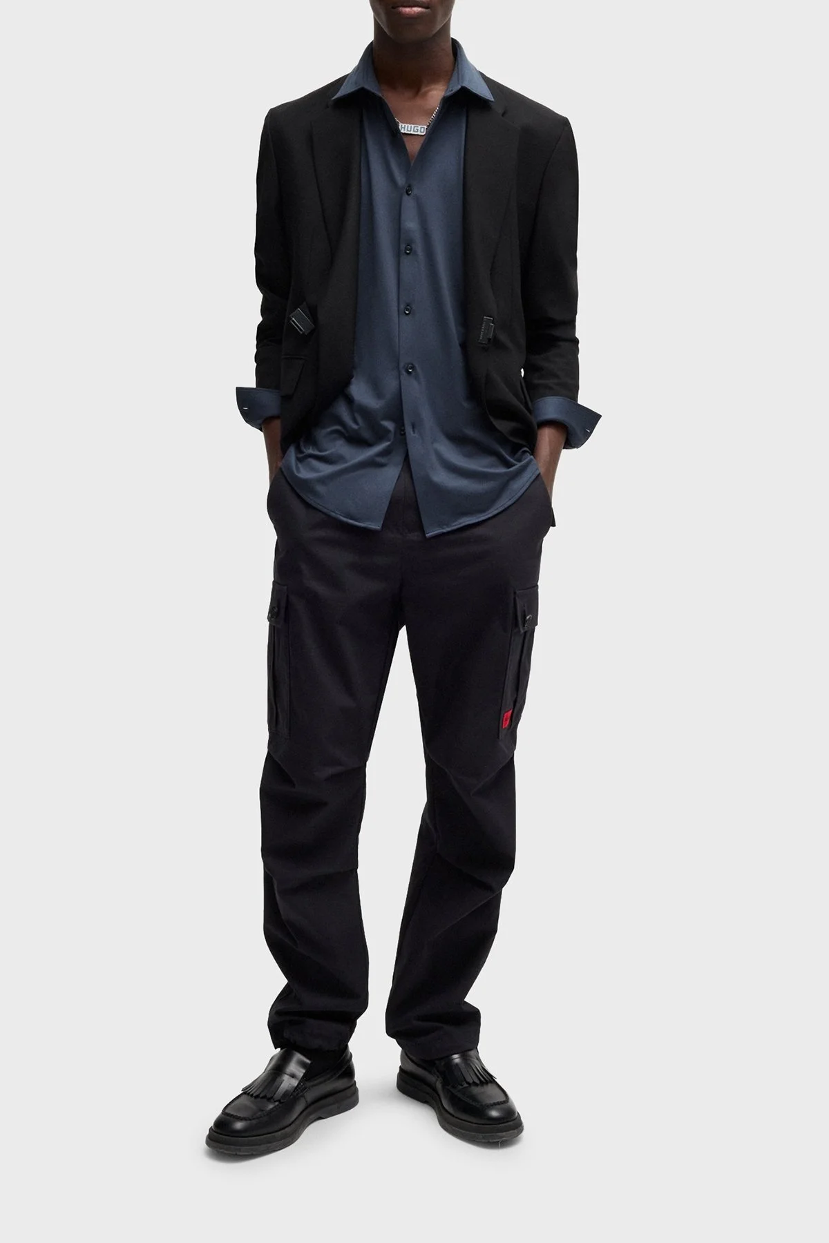 Hugo Slim Fit Jarse Erkek Gömlek 50519844 405 LACİVERT - 8