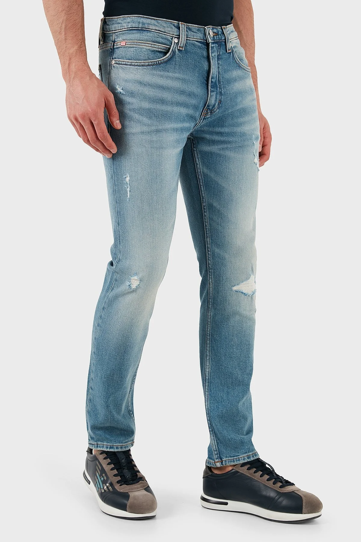 Hugo Slim Fit Normal Bel Dar Paça Jeans Erkek Kot Pantolon 50530602 440 AÇIK MAVİ - 3